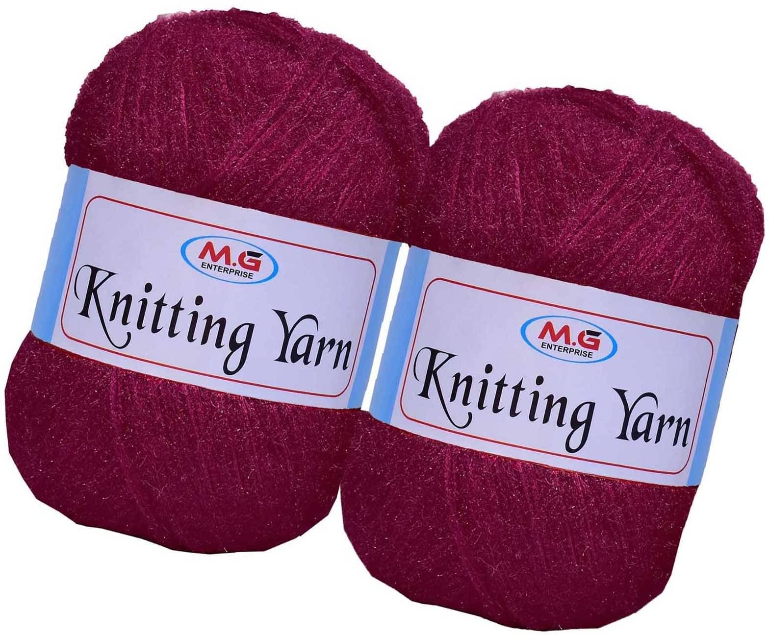     			Knitting Wool Yarn, Soft Fancy Feather Wool  Deep Rose 400 gm- Art-HFF