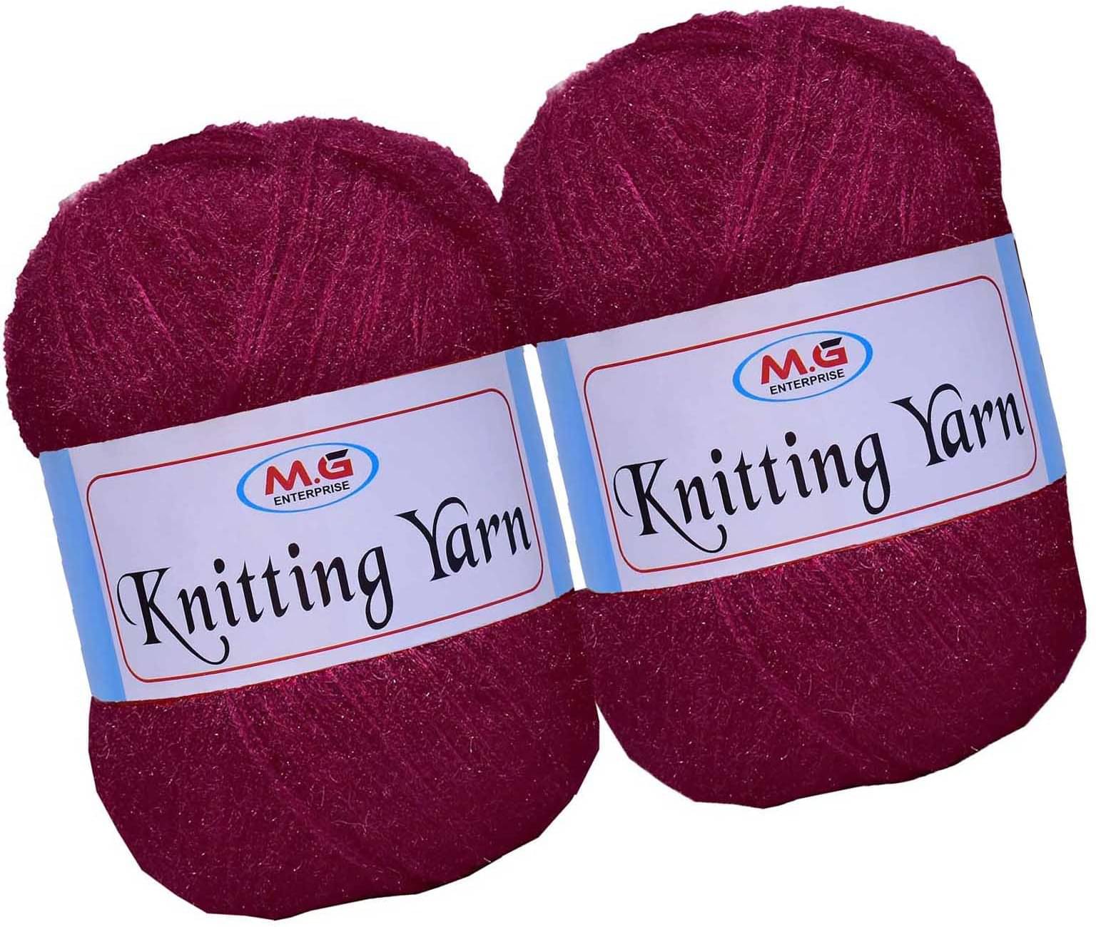     			Knitting Wool Yarn, Soft Fancy Feather Wool  Deep Rose 500 gm- Art-HFF