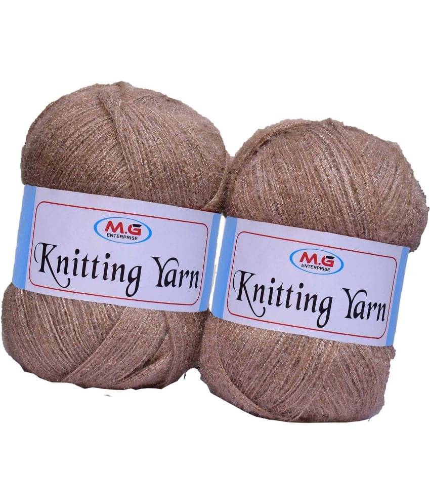     			Knitting Wool Yarn, Soft Fancy Feather Wool  chocolate 400 gm- Art-HFC