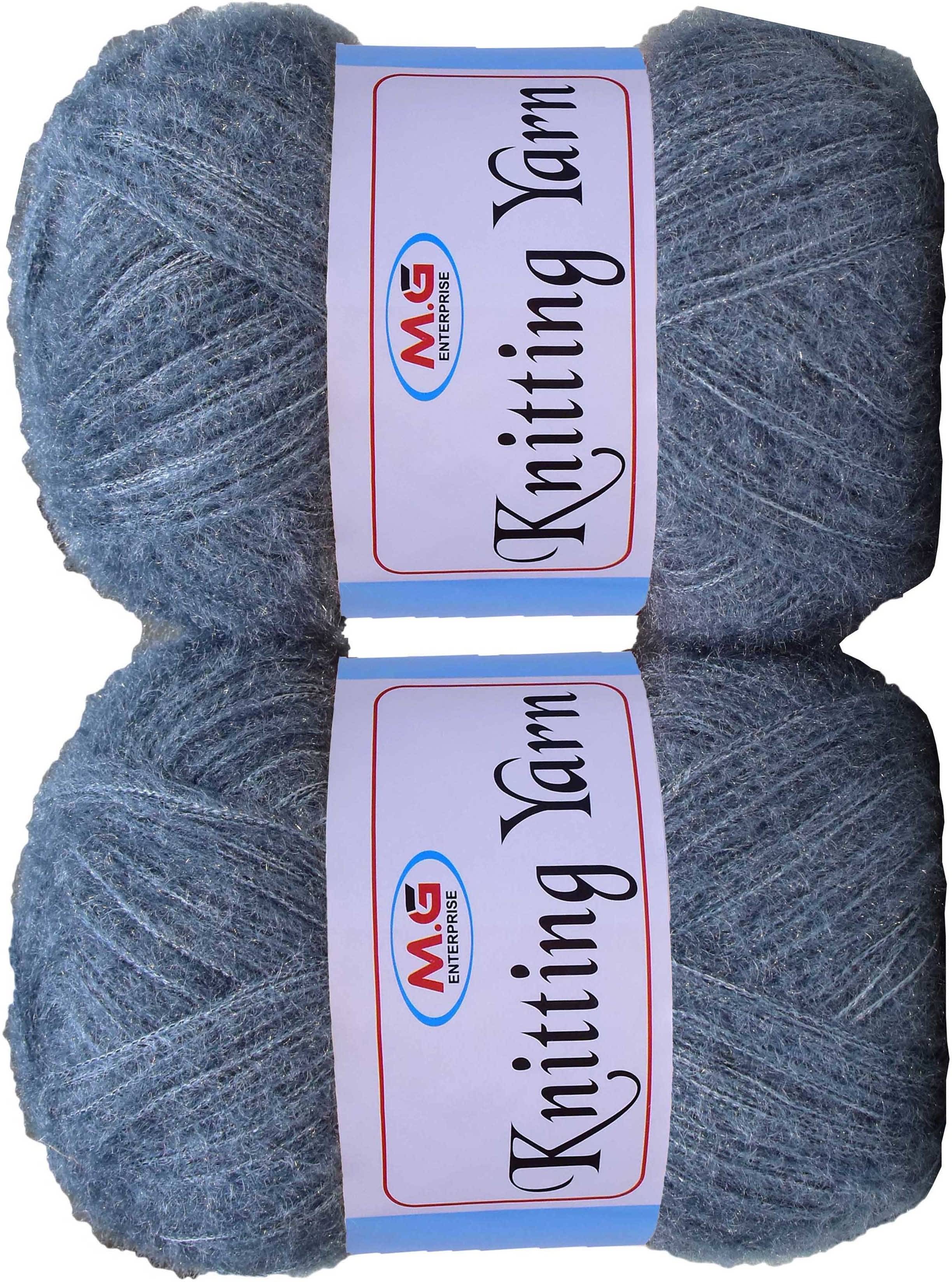    			Knitting Wool Yarn, Soft Fancy Feather Wool  Deep Steel 300 gm- Art-ACFJ