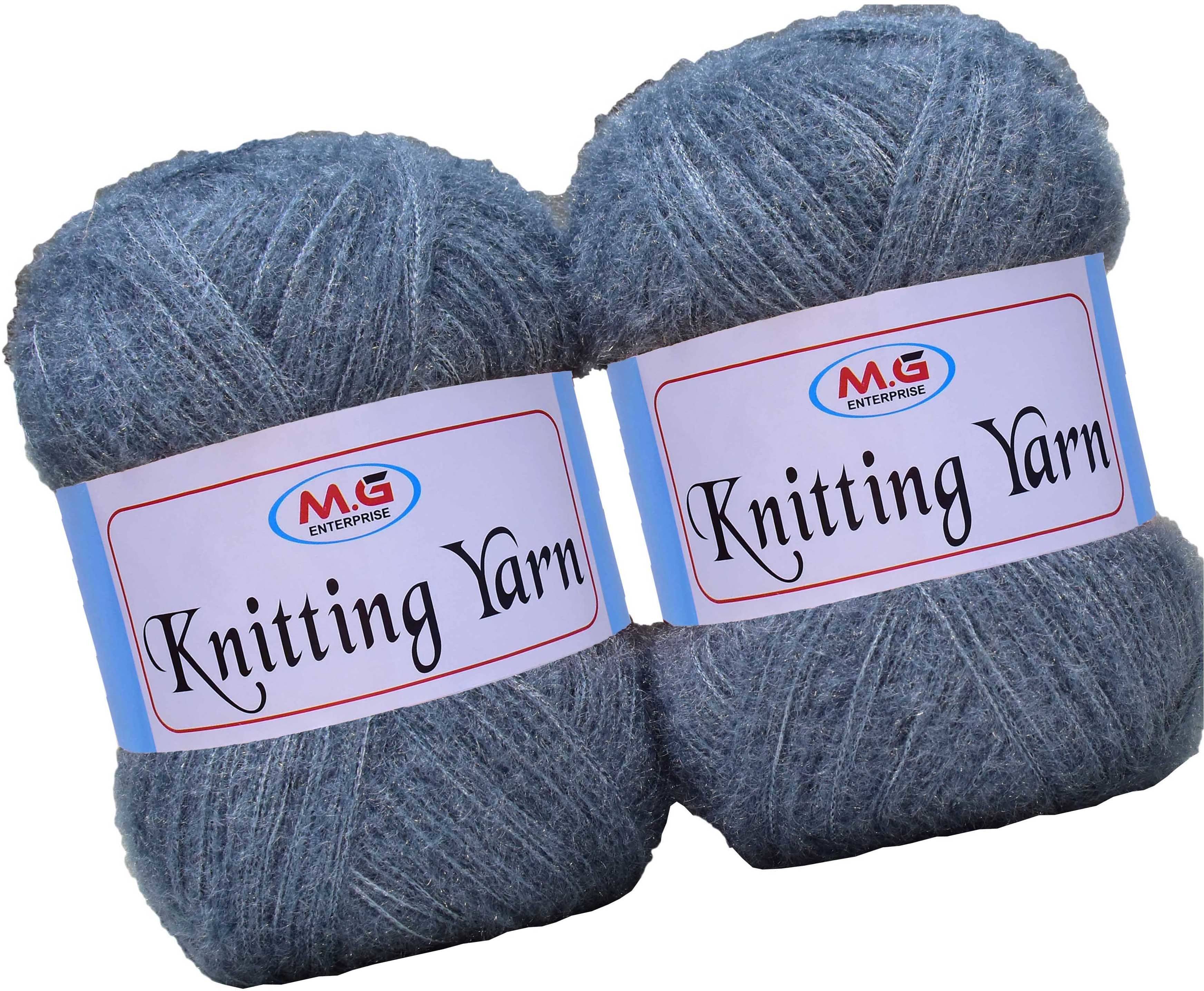     			Knitting Wool Yarn, Soft Fancy Feather Wool  Deep Steel 500 gm- Art-ACFJ