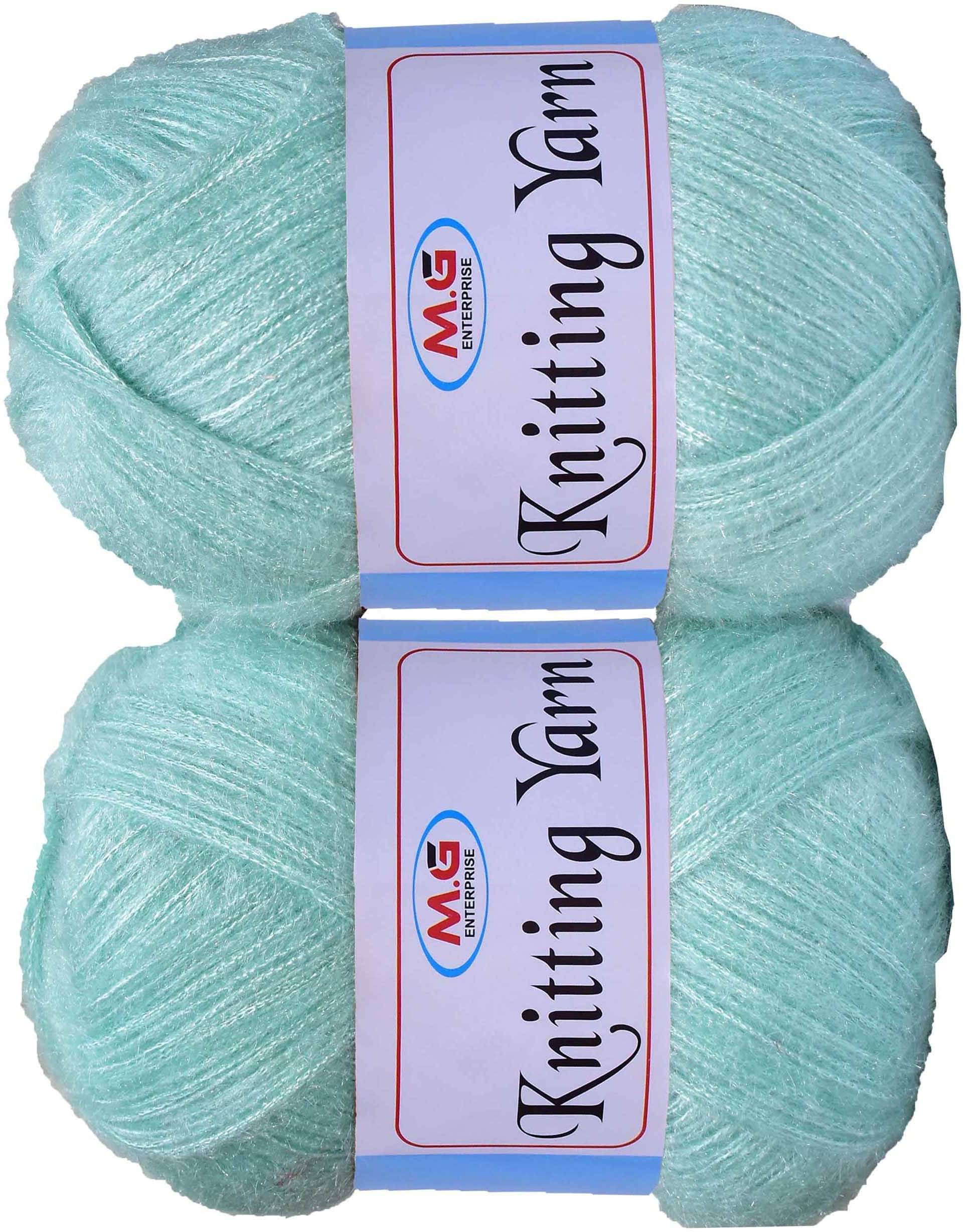     			Knitting Wool Yarn, Soft Fancy Feather Wool  Sea Green 400 gm- Art-HGA
