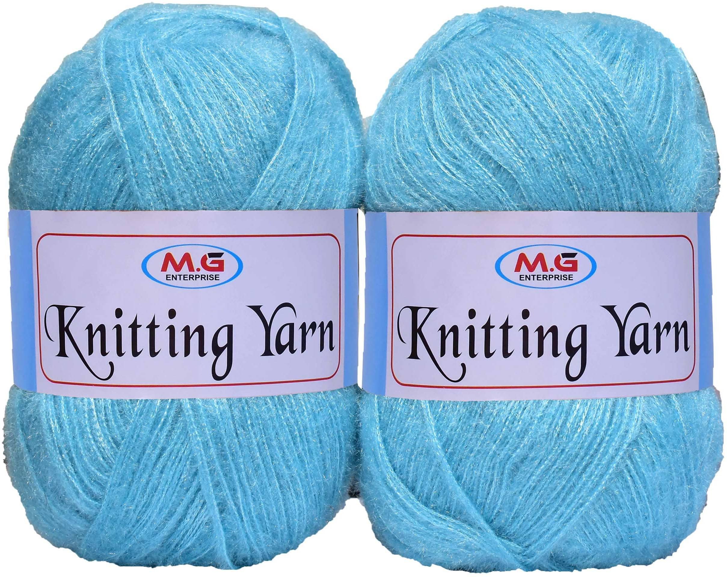     			Knitting Wool Yarn, Soft Fancy Feather Wool  Sky Blue 200 gm- Art-HGB