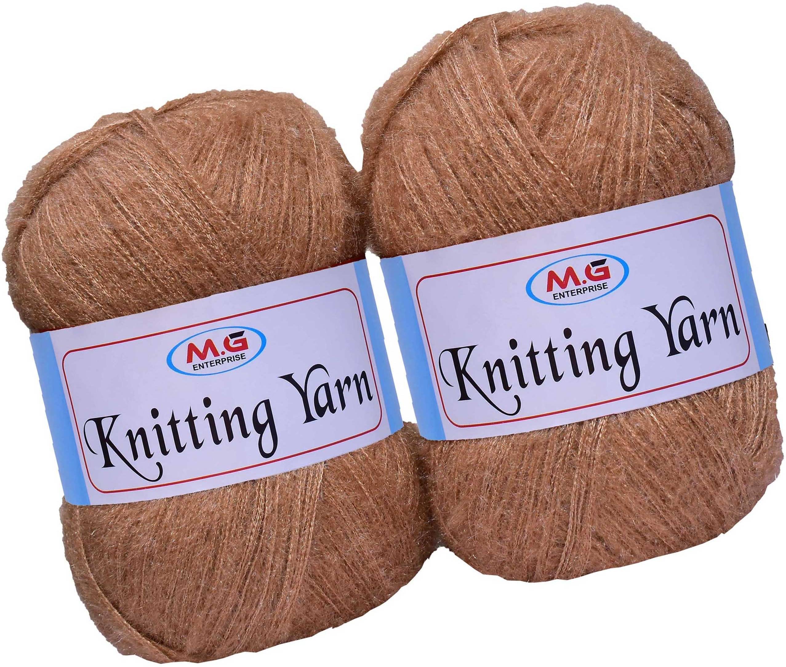     			Knitting Wool Yarn, Soft Fancy Feather Wool  Brown 300 gm- Art-HEG