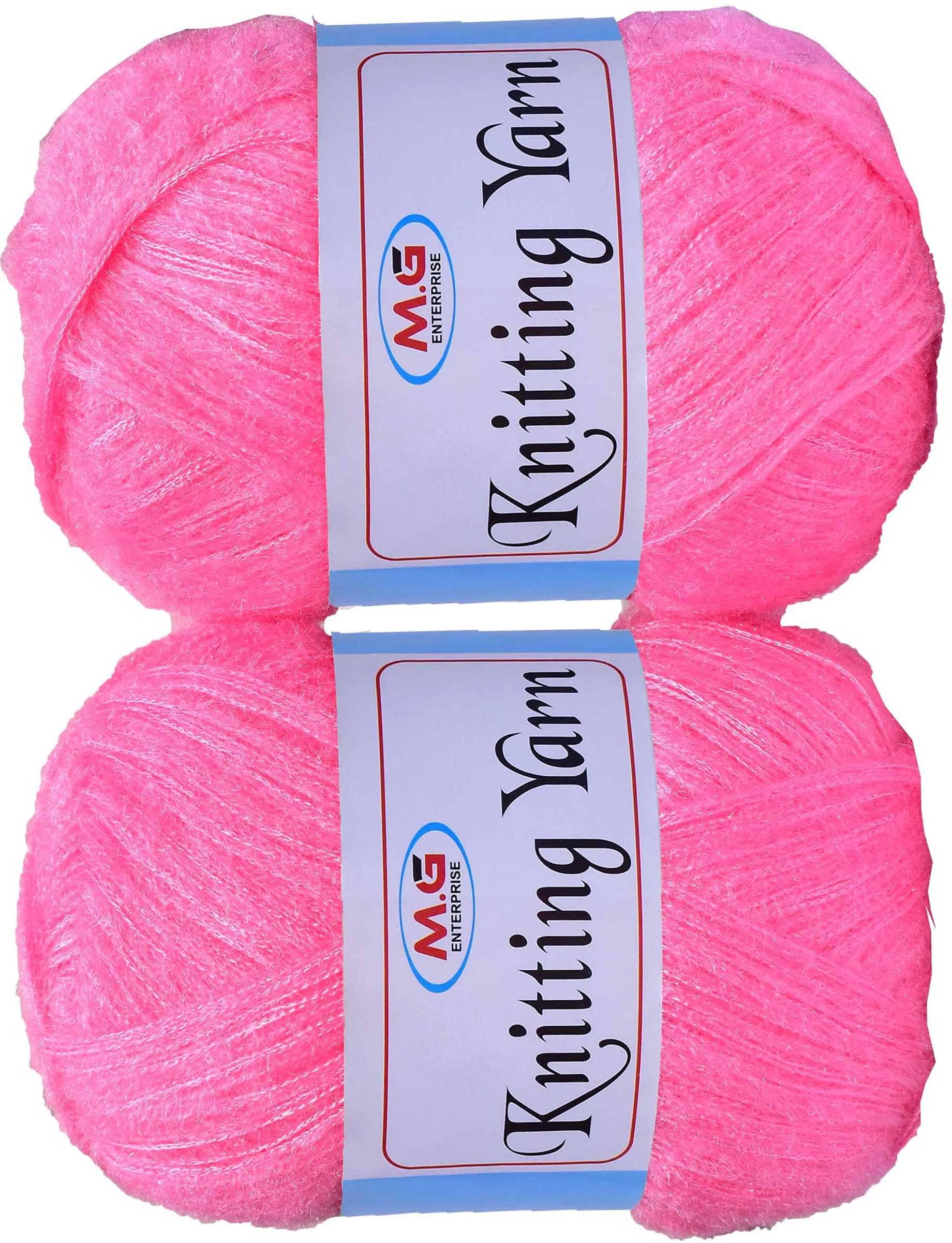     			Knitting Wool Yarn, Soft Fancy Feather Wool  Deep Pink 300 gm- Art-HFD