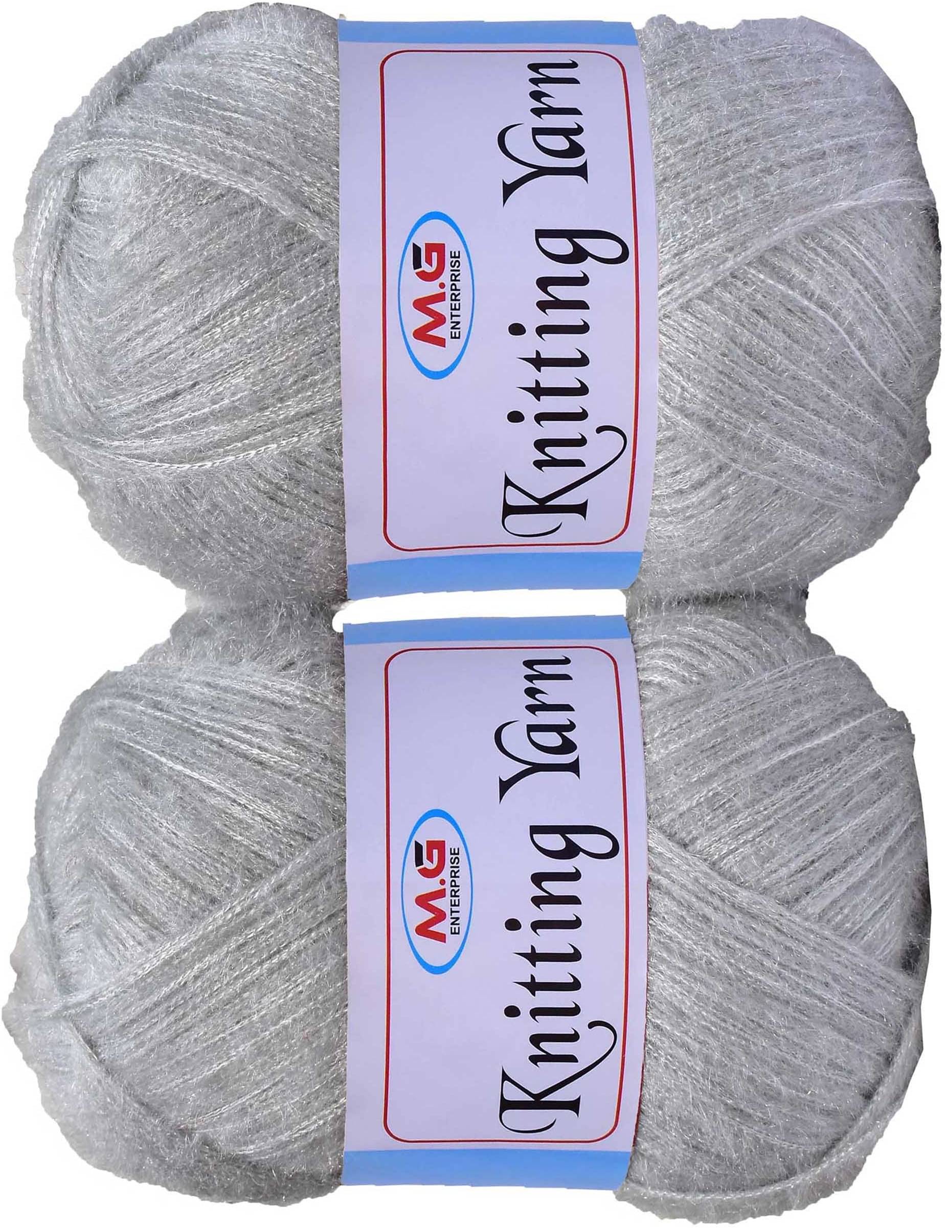     			Knitting Wool Yarn, Soft Fancy Feather Wool  Steel Grey 300 gm- Art-HEC