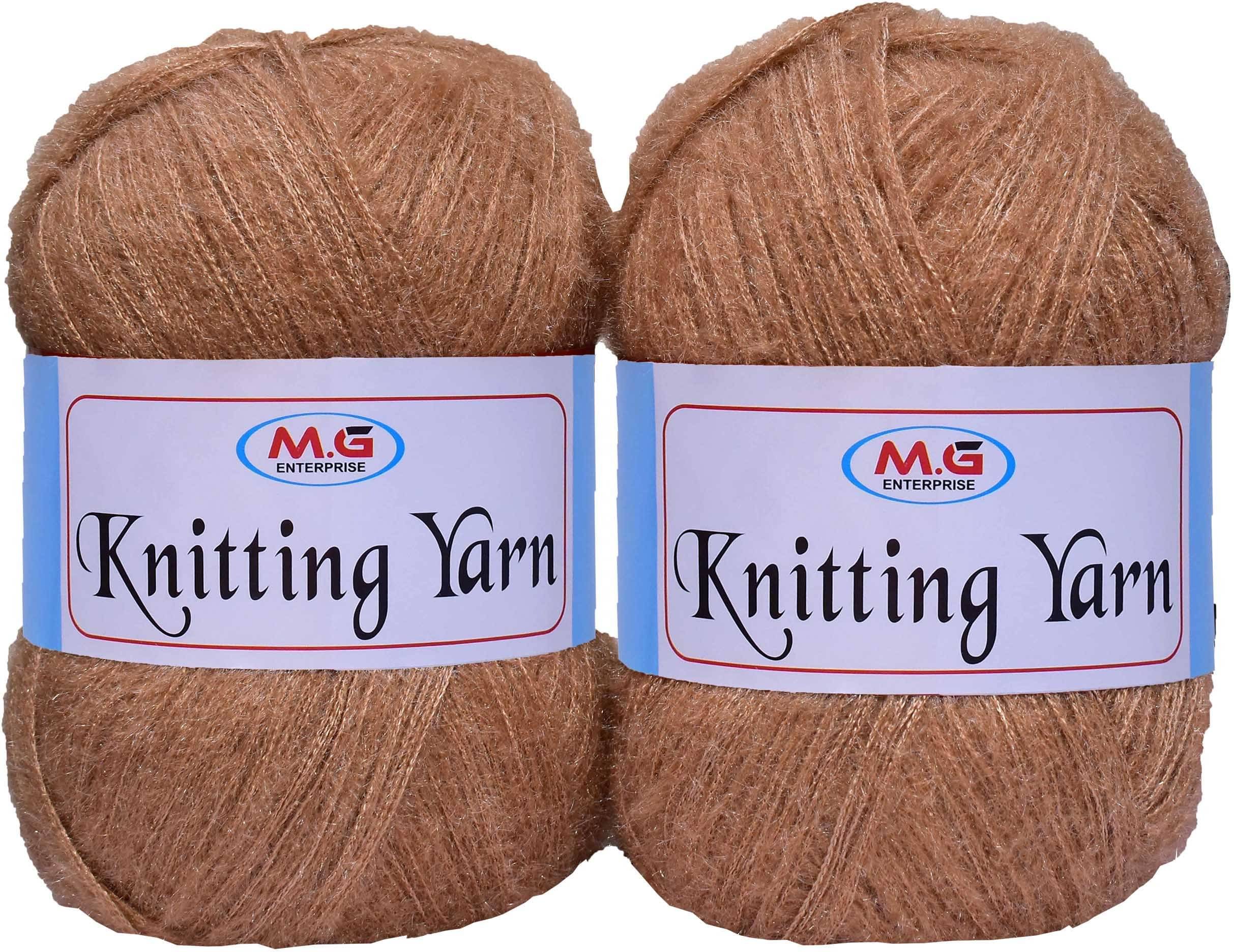     			Knitting Wool Yarn, Soft Fancy Feather Wool  Brown 200 gm- Art-HEG