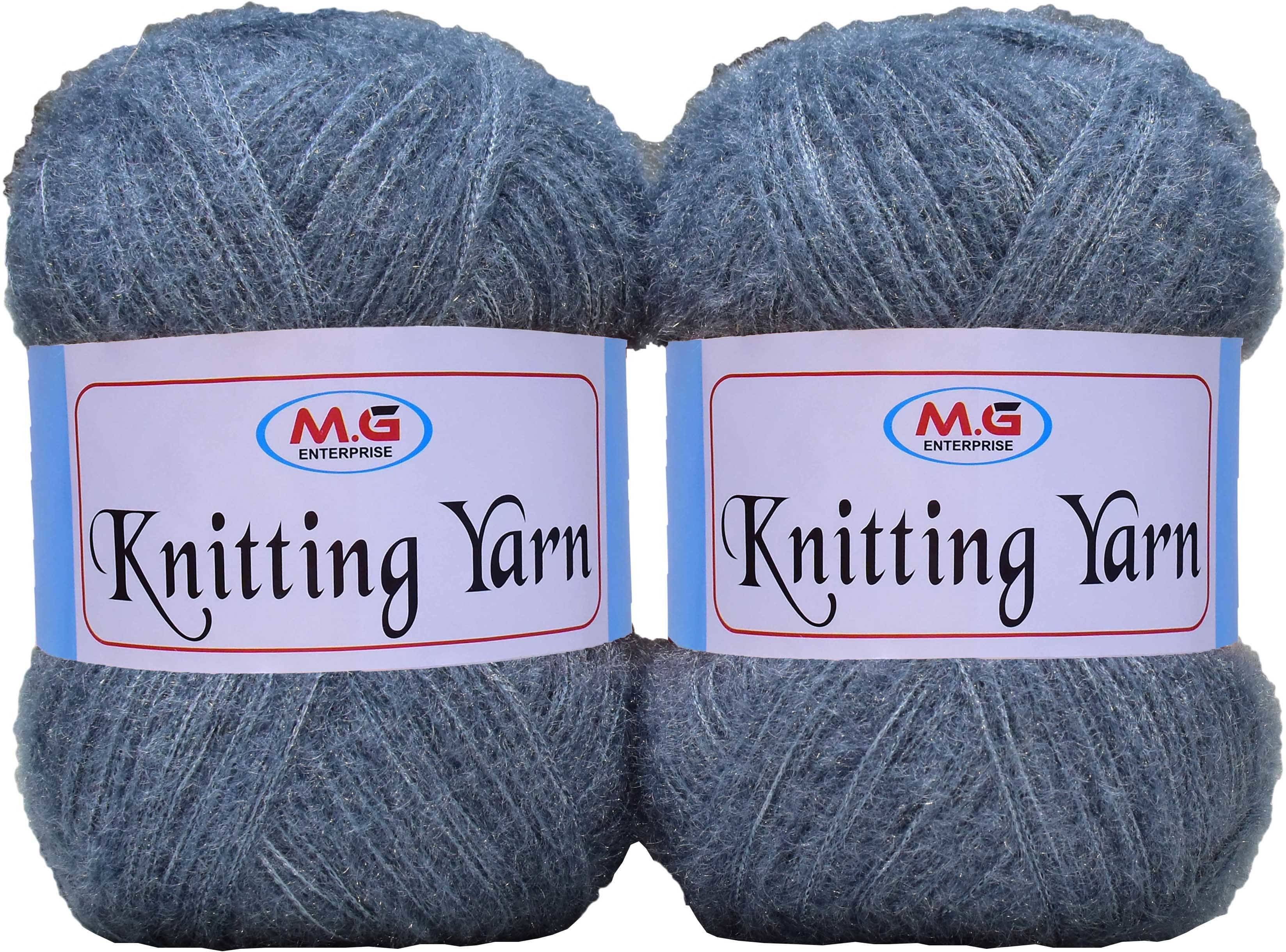     			Knitting Wool Yarn, Soft Fancy Feather Wool  Deep Steel 200 gm- Art-ACFJ