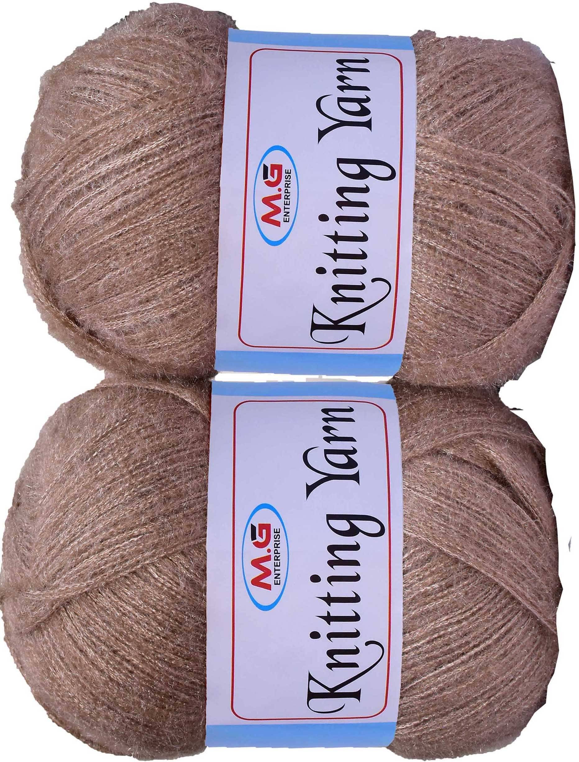     			Knitting Wool Yarn, Soft Fancy Feather Wool  chocolate 300 gm- Art-HFC