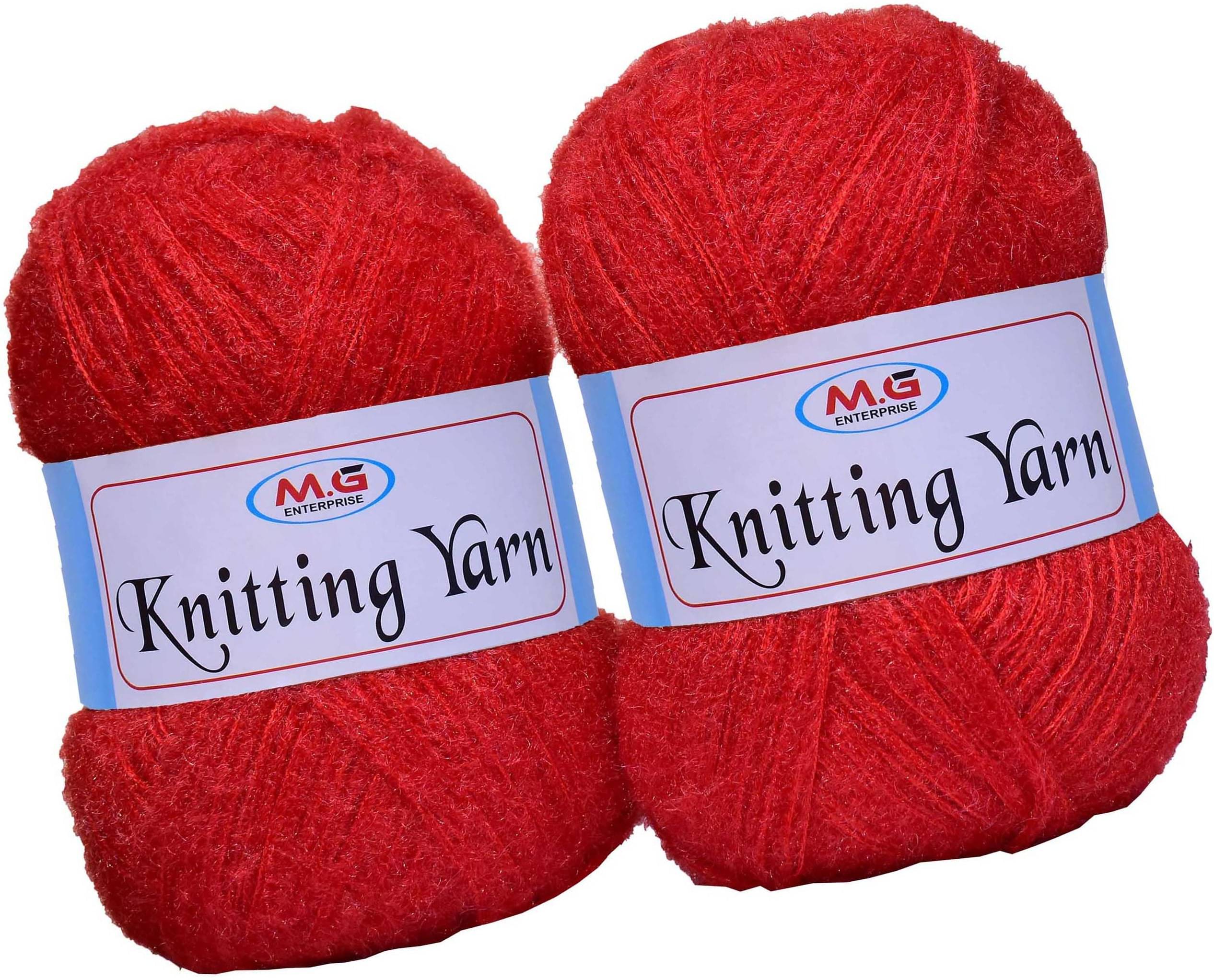     			Knitting Wool Yarn, Soft Fancy Feather Wool  Red 500 gm- Art-HDB