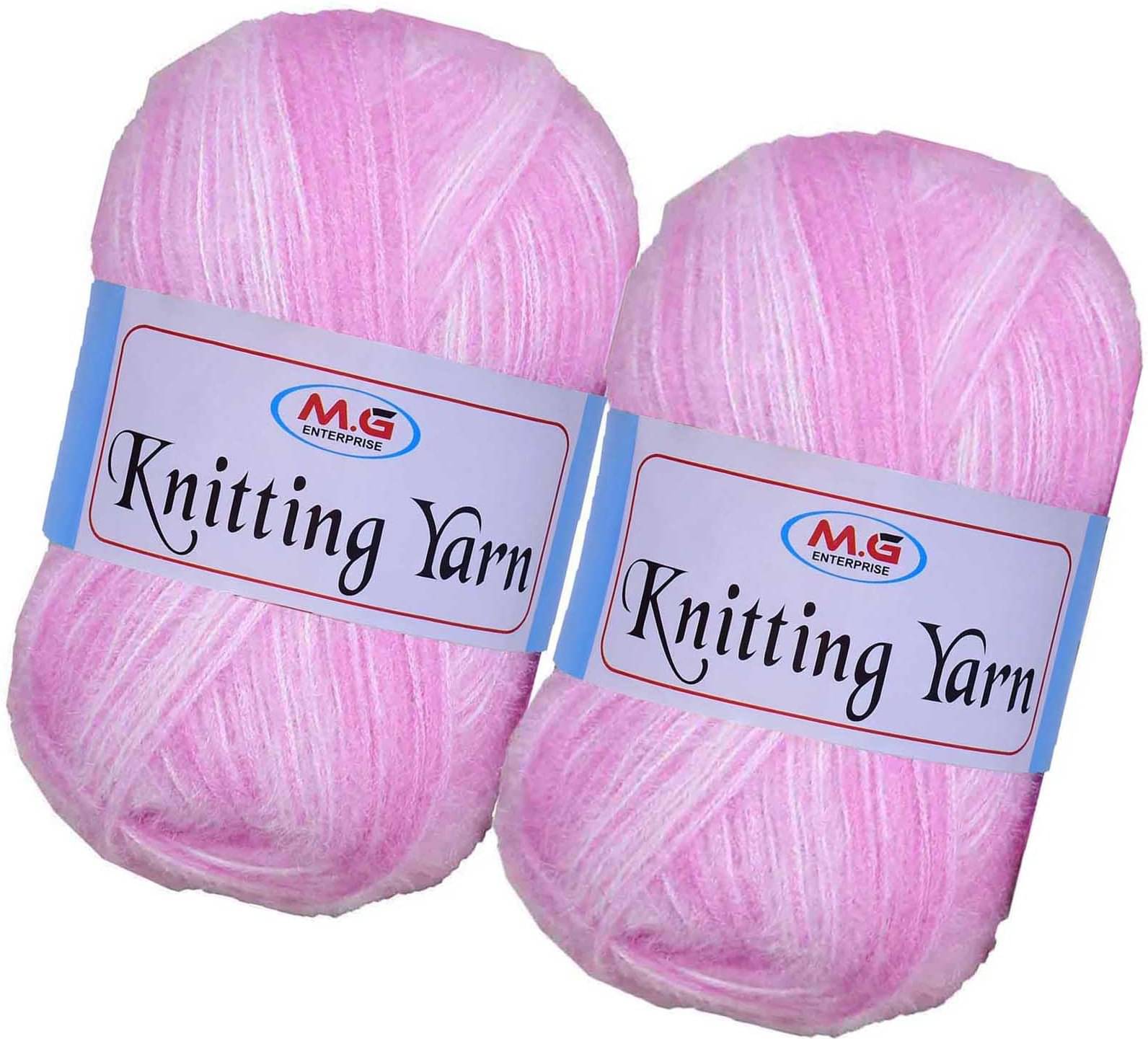     			Knitting Wool Yarn, Soft Fancy Feather Wool  Multi Pink 400 gm- Art-HEA