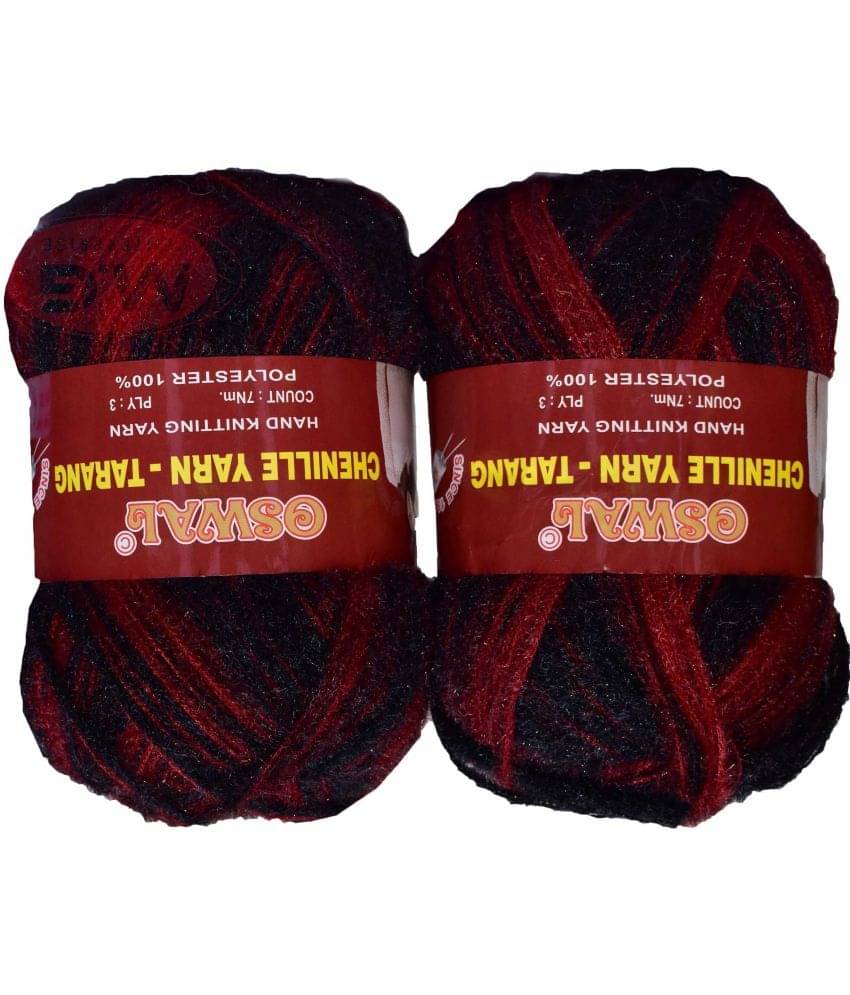     			Knitting Wool Yarn, Soft Tarang Feather Wool Ball Black Red 300 gm  Best Used with Knitting Needles, Soft Tarang Wool Crochet NeedlesWool Yarn for Knitting. By Oswa I JI