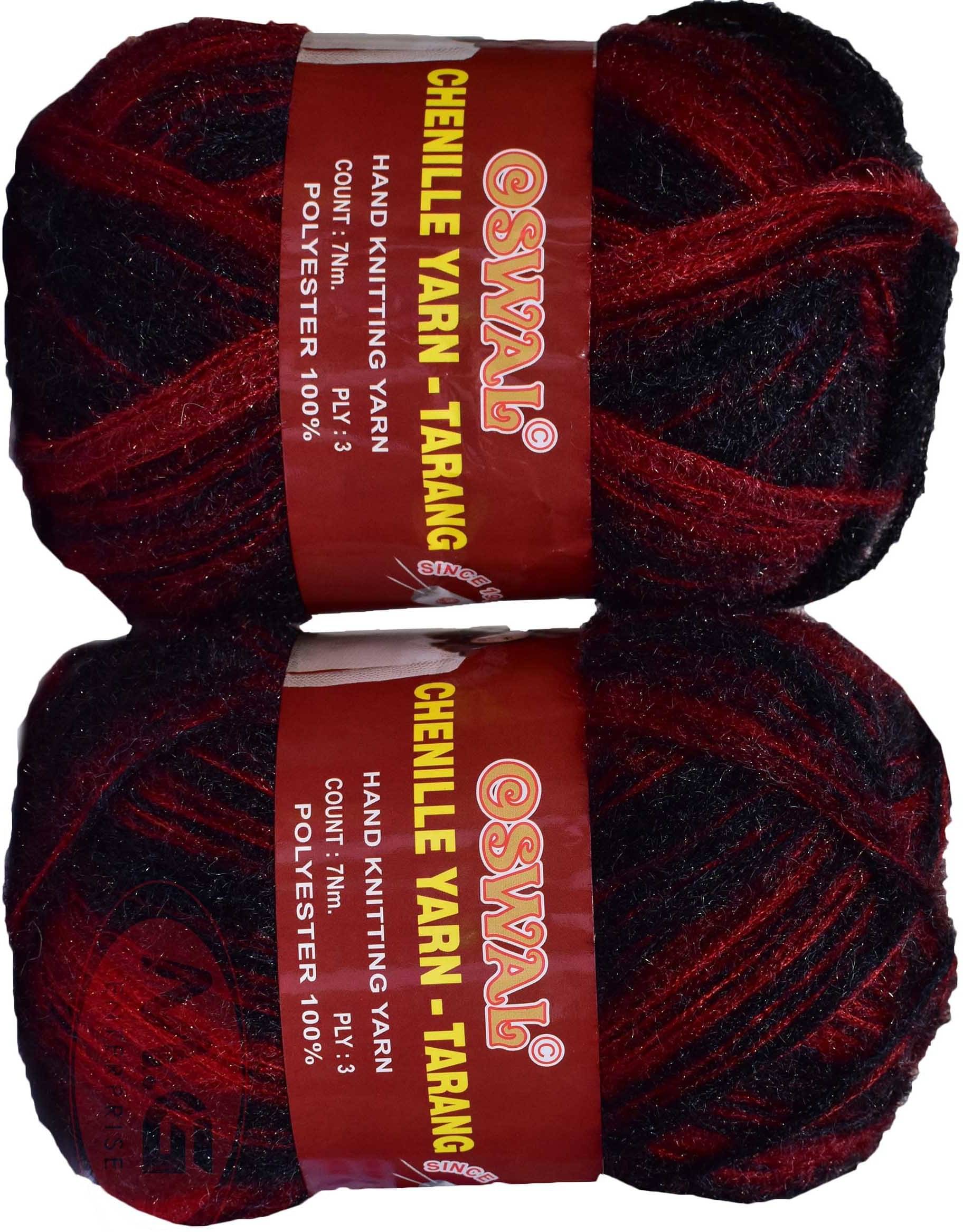     			Knitting Wool Yarn, Soft Tarang Feather Wool Ball Black Red 200 gm  Best Used with Knitting Needles, Soft Tarang Wool Crochet NeedlesWool Yarn for Knitting