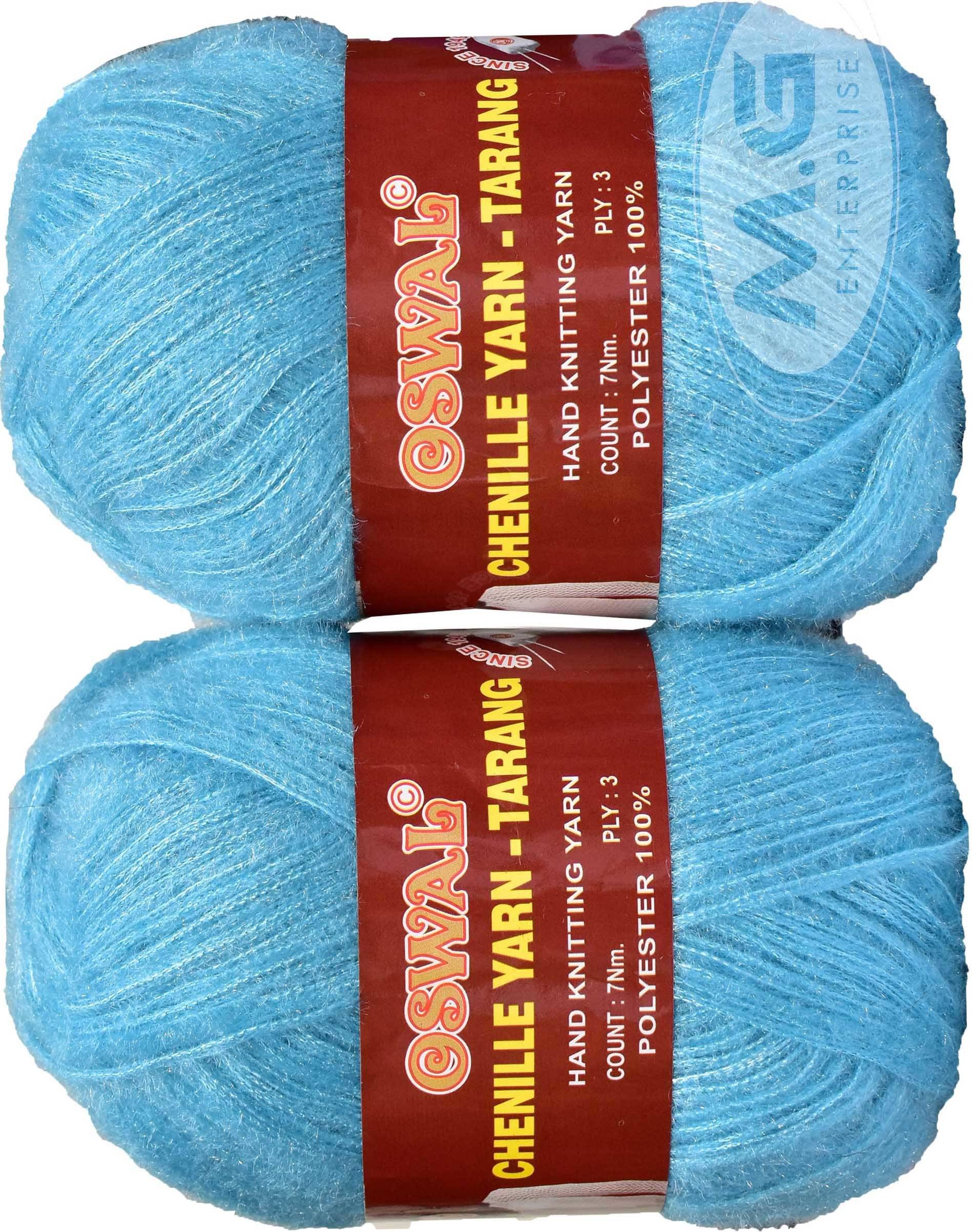     			Knitting Wool Yarn, Soft Tarang Feather Wool Ball Sky Blue 400 gm  Best Used with Knitting Needles, Soft Tarang Wool Crochet NeedlesWool Yarn for Knitting. By Oswa P QJ
