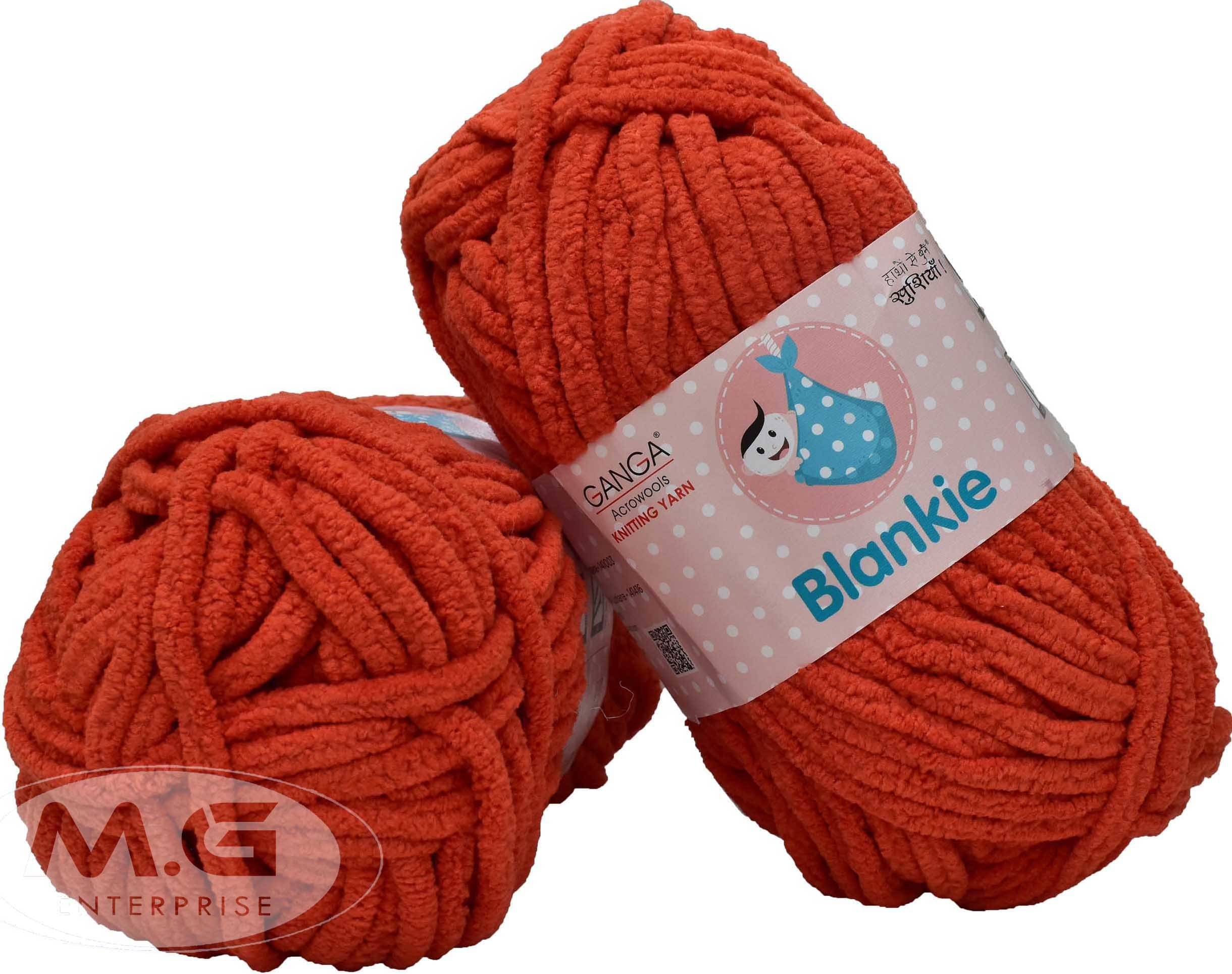     			Knitting Yarn Thick Chunky Wool, Blankie Deep Orange 200 gm Best Used with Knitting Needles, Crochet Needles Wool Yarn for Knitting, With Needle.-K