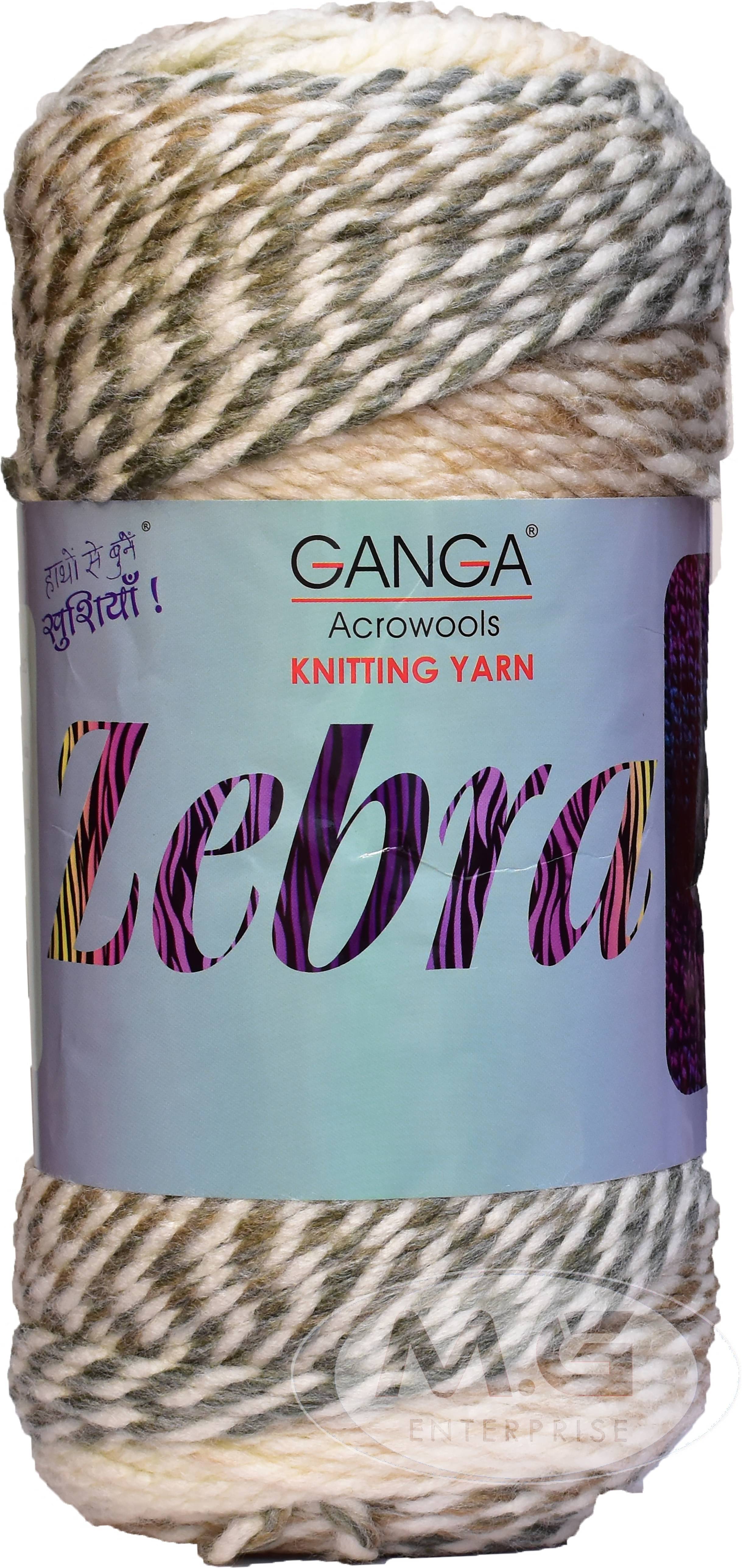     			Knitting Yarn Thick Chunky Wool, Zebra Cream mix 2 600 gm  Best Used with Knitting Needles, Crochet Needles Wool Yarn for Knitting. By Gang A BA
