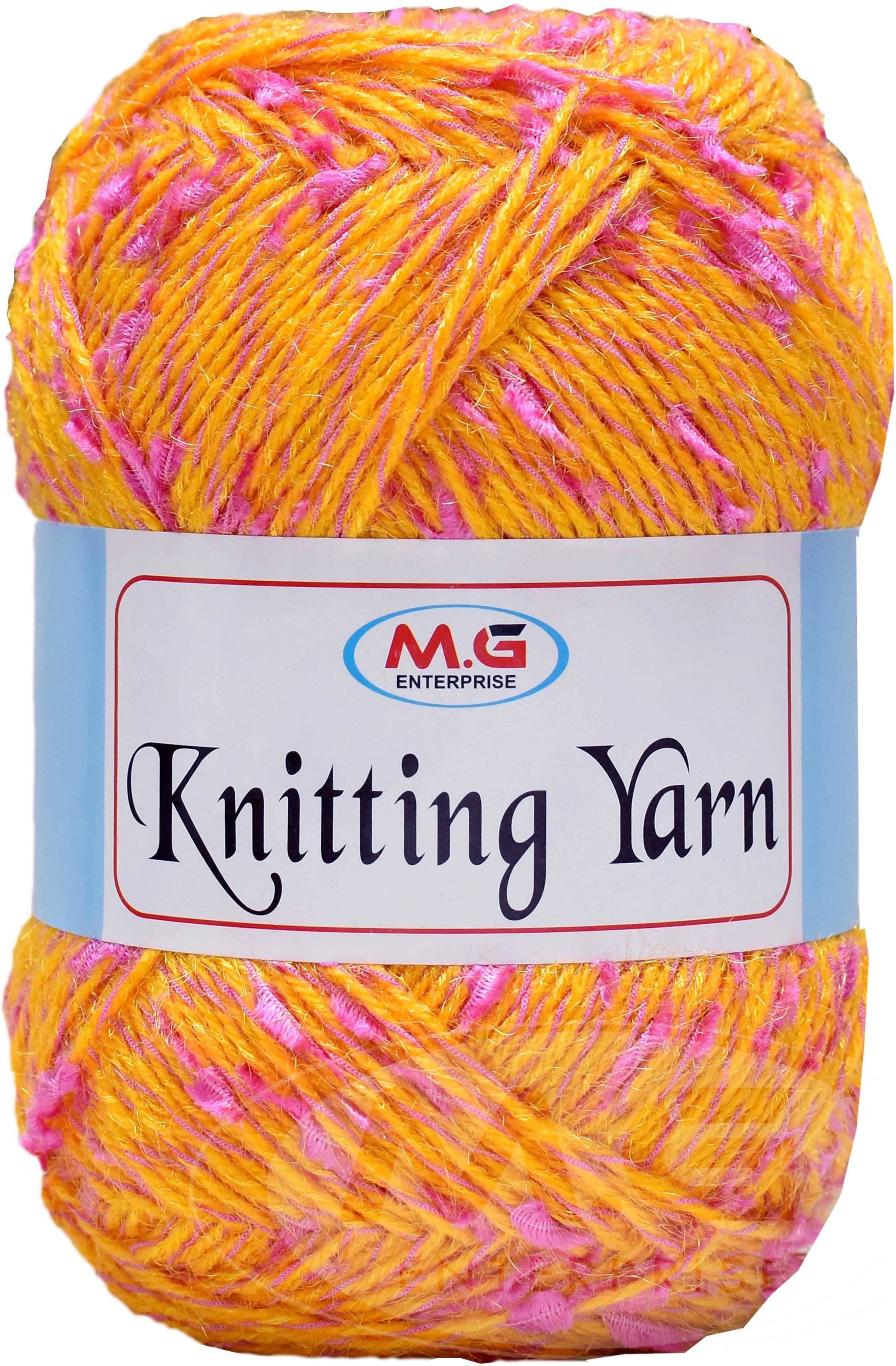     			Knitting Yarn Thick Chunky Wool  Yellow pink 200 gm Knitting Needles. Art-IJA