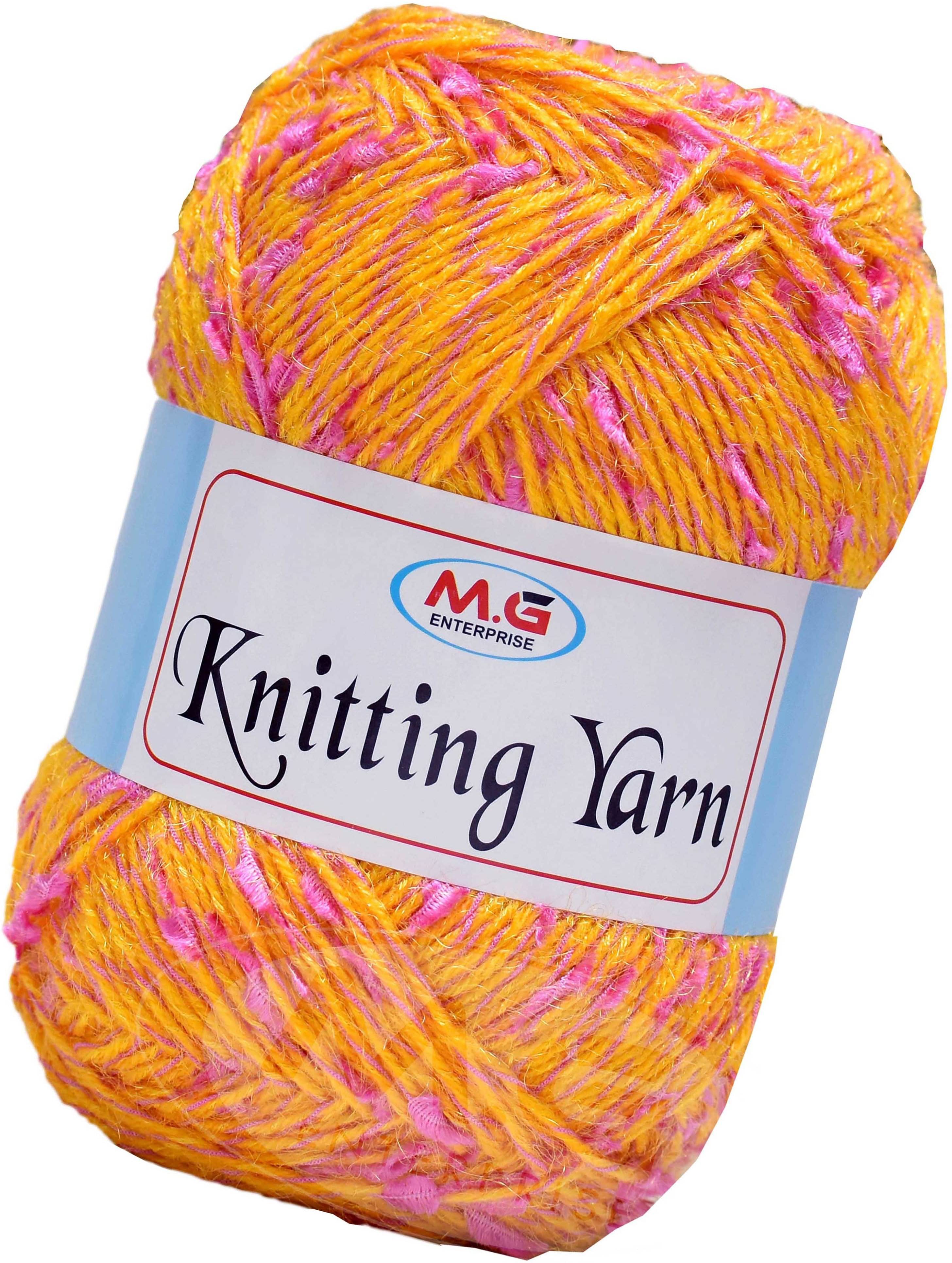     			Knitting Yarn Thick Chunky Wool  Yellow pink 400 gm Knitting Needles. Art-IJA