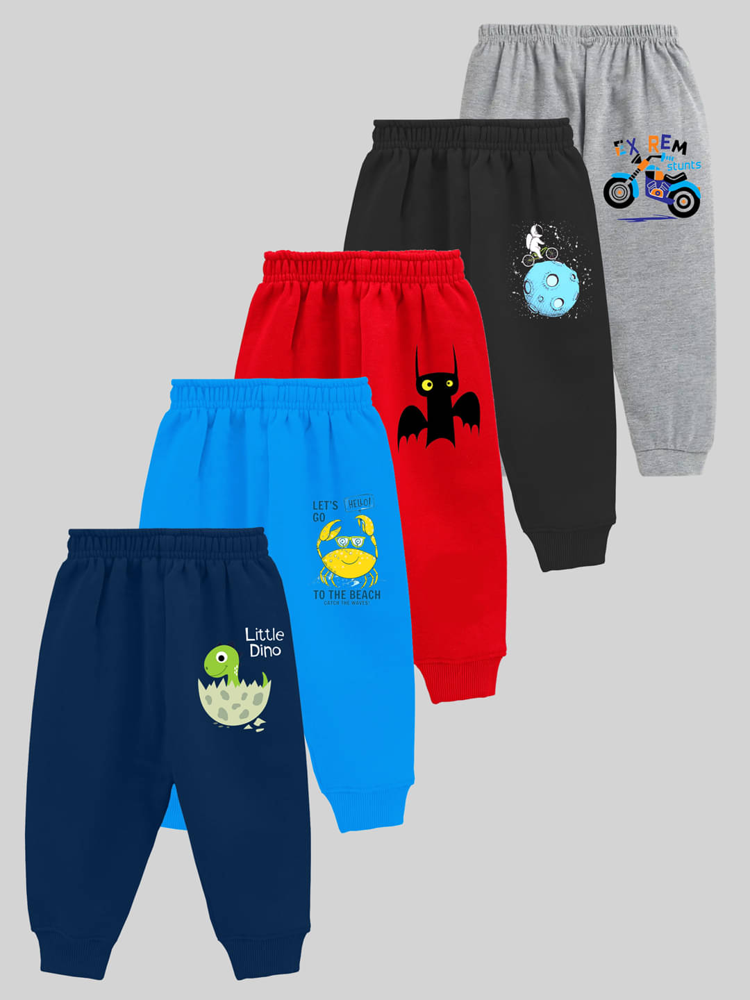 Kuchipoo Pack of 5 Boys Cotton Blend Trackpant ( Multicolor ) Kuchipoo Pack of 5 Boys Cotton Blend Trackpant ( Multicolor )