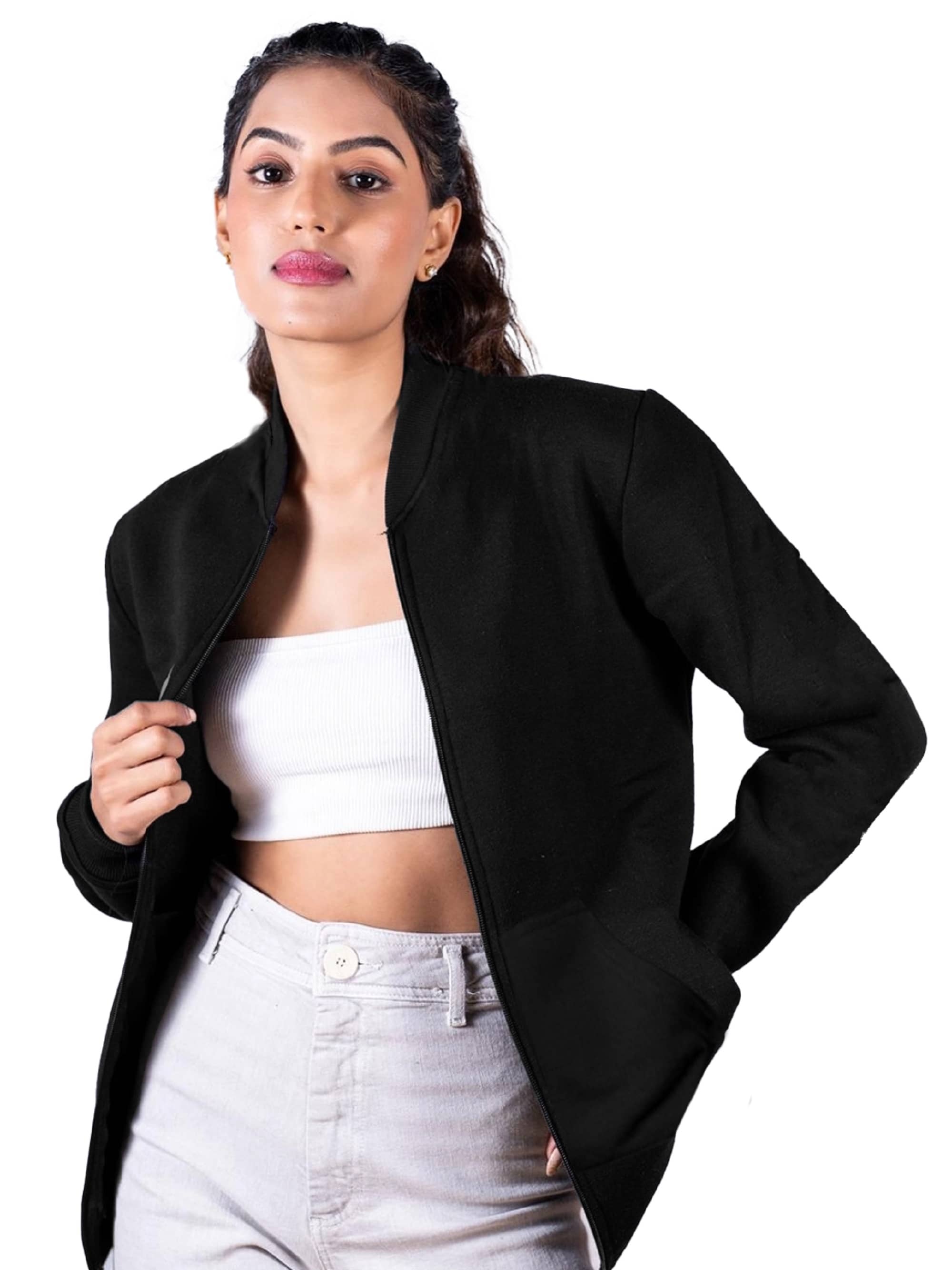 Leotude - Fleece Black Bomber Jackets - Jackets & Coats | Buy online on ZillyBuy