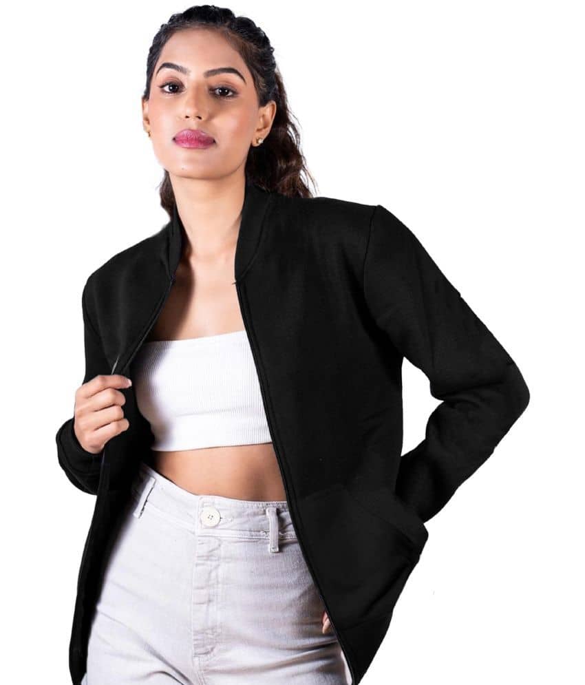Leotude - Fleece Black Bomber Jackets - Jackets & Coats | Buy online on ZillyBuy