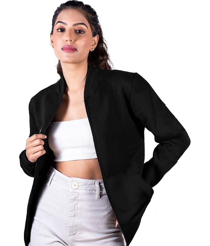 Leotude - Fleece Black Bomber Jackets - Jackets & Coats | Buy online on ZillyBuy