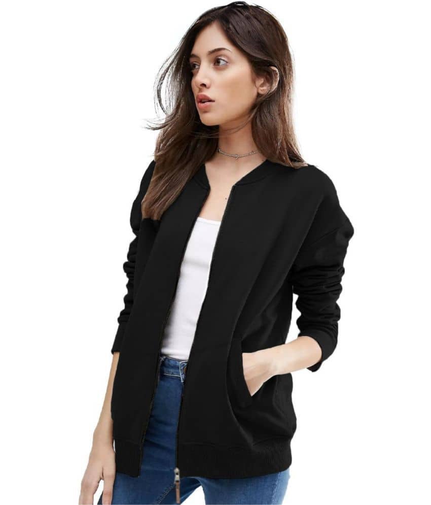 Leotude - Fleece Black Bomber Jackets - Jackets & Coats | Buy online on ZillyBuy
