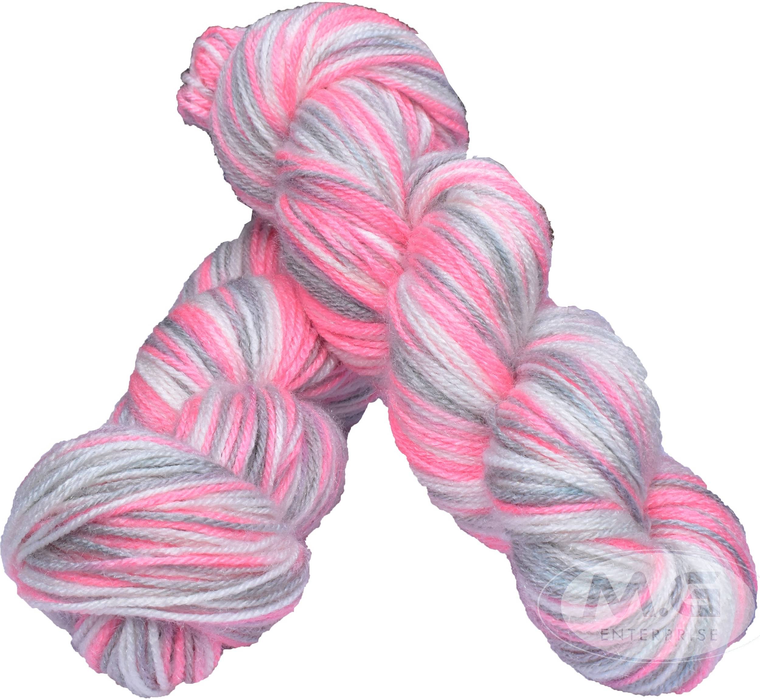     			Mircorangoli  Multi pink grey mix (300 gm)  Wool Hank Hand knitting wool / Art Craft soft fingering crochet hook yarn, needle knitting yarn thread dyed