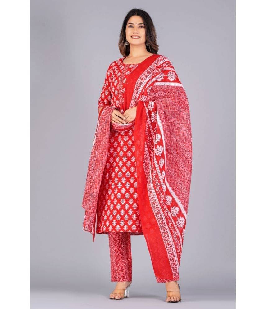     			Mishree Collection Cotton Printed Kurti With Pants Women's Stitched Salwar Suit - Maroon ( Pack of 1 )