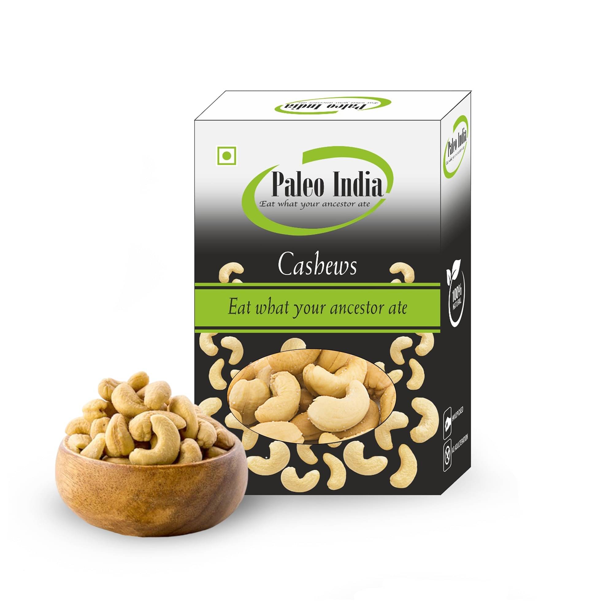    			Paleo India Roasted and Salted Cashews 200gm Whole Kaju