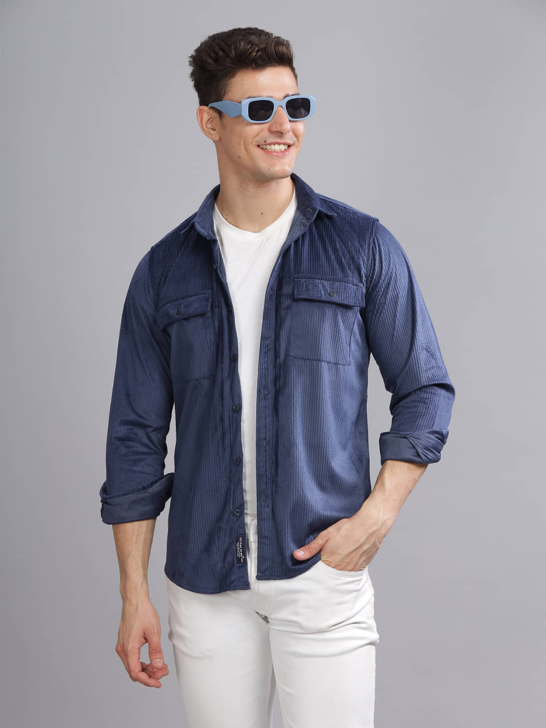 Paul Street Polyester Slim Fit Striped Full Sleeves Men's Casual Shirt - Blue ( Pack of 1 ) Paul Street Polyester Slim Fit Striped Full Sleeves Men's Casual Shirt - Blue ( Pack of 1 )