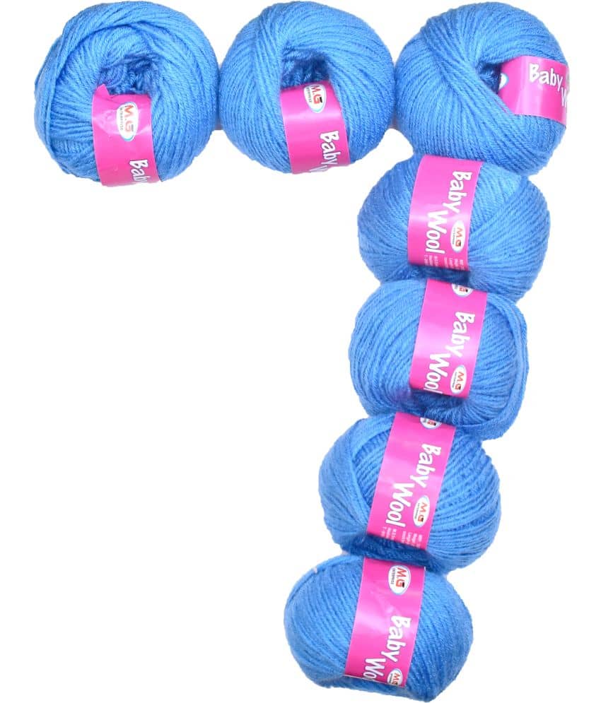 Prime Baby Wool 100% Acrylic Yarn Sea Blue 7 Pc 4 ply Ball Hand Knitting Wool
