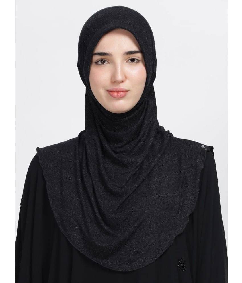 REVEIL Black Polyester Stitched Hijab - Single REVEIL Black Polyester Stitched Hijab - Single