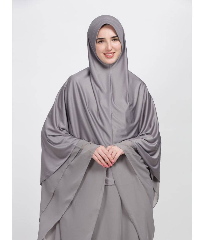     			REVEIL Grey Polyester Stitched Hijab - Single