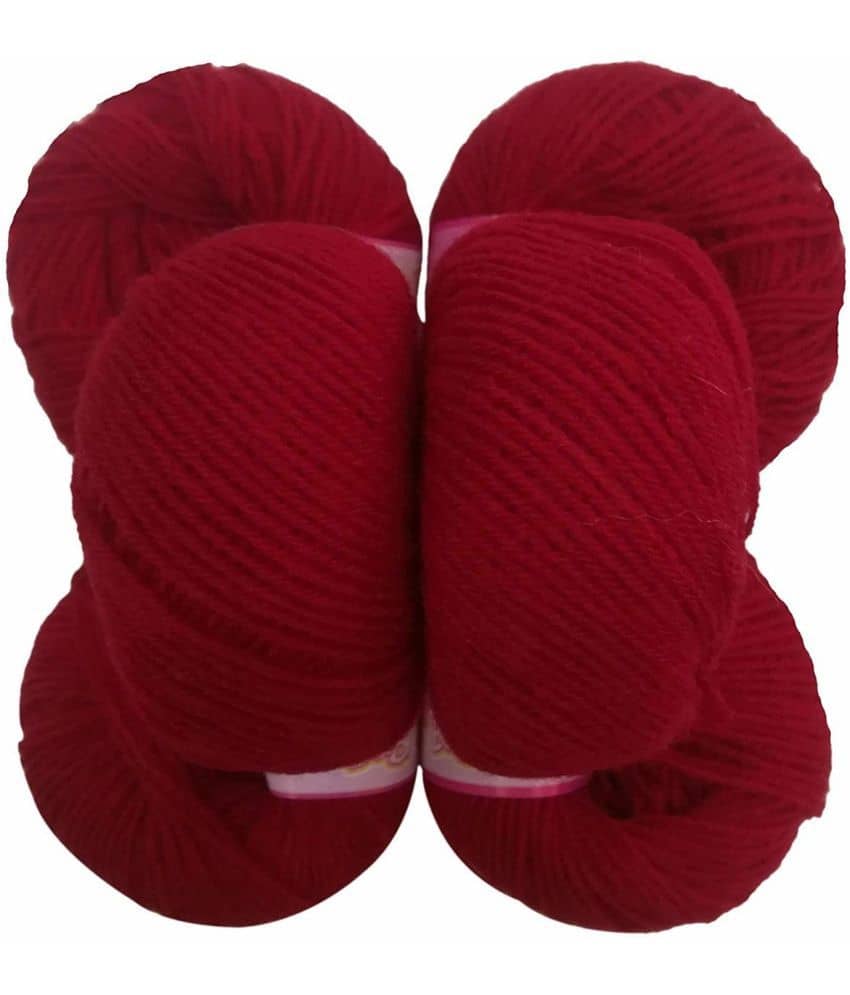 Red Baby Soft Acrylic Knitting Wool Red 150 Grams. Soft Wool Ball Hand Knitting Wool/Art Craft Fingering Crochet Yarn. Sweaters, mufflers, caps, Soft & Thin Wool