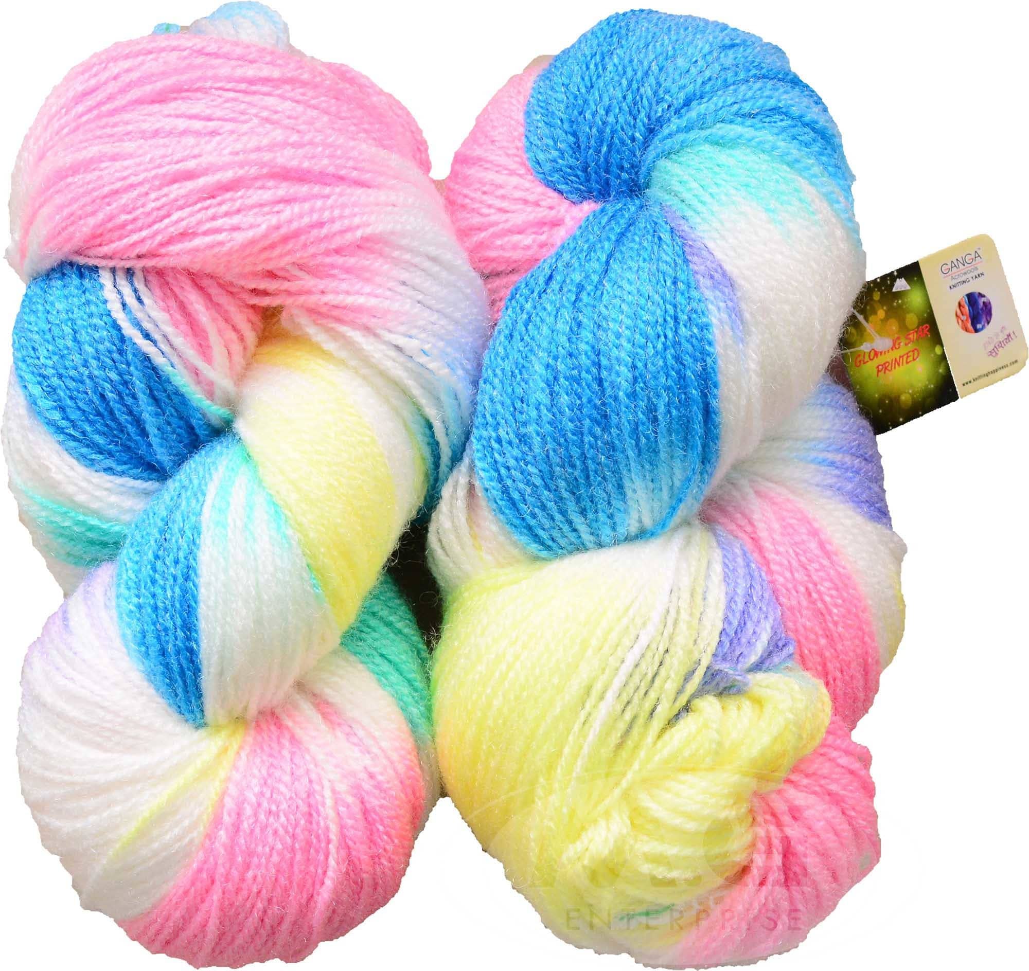 Represents Ganga Glow Knitting Yarn Wool, Blue Lily  200 gm . Art-CJA