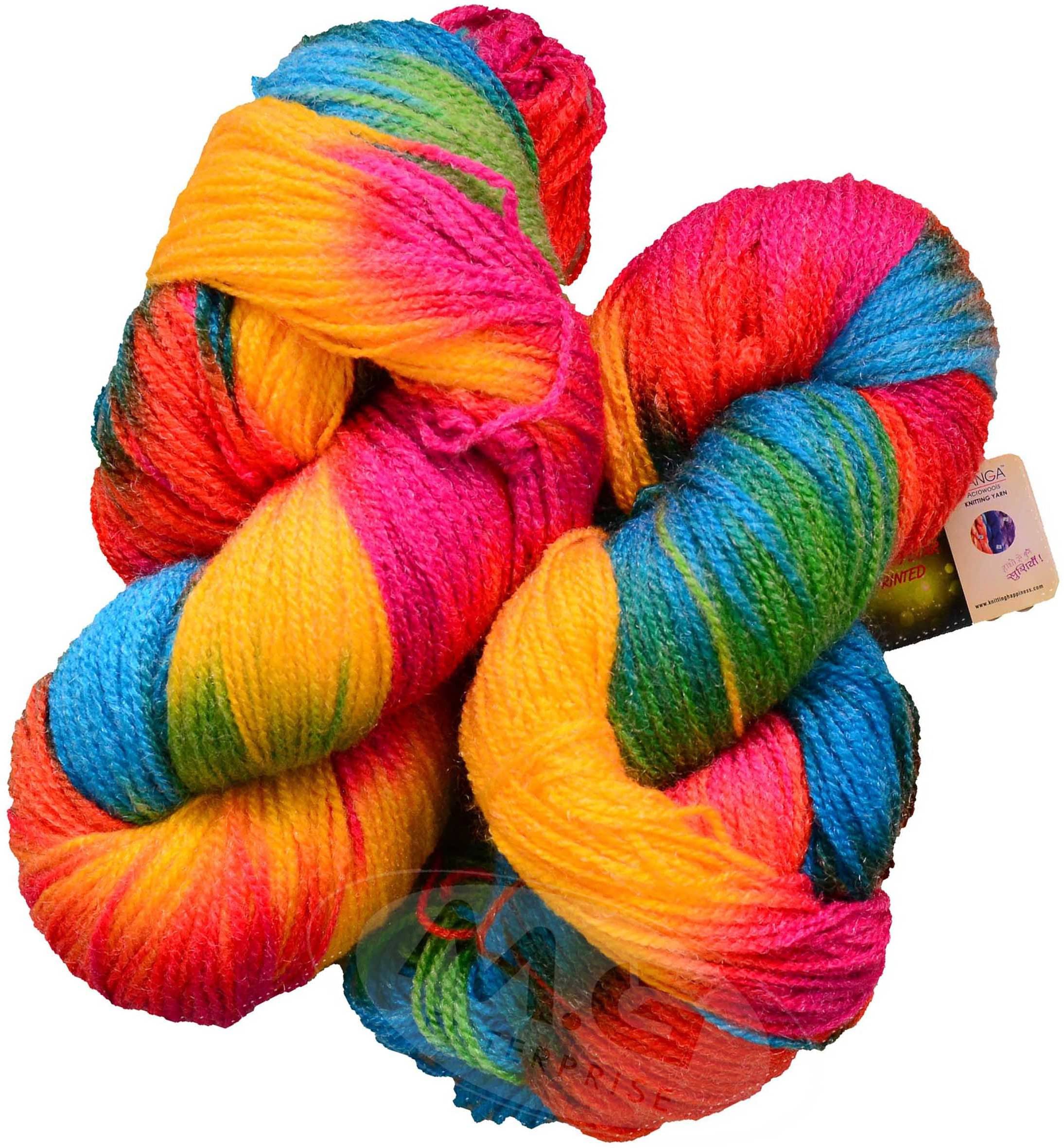     			Represents Ganga Glow Knitting Yarn Wool, Rainbow  300 gm . Art-CJE