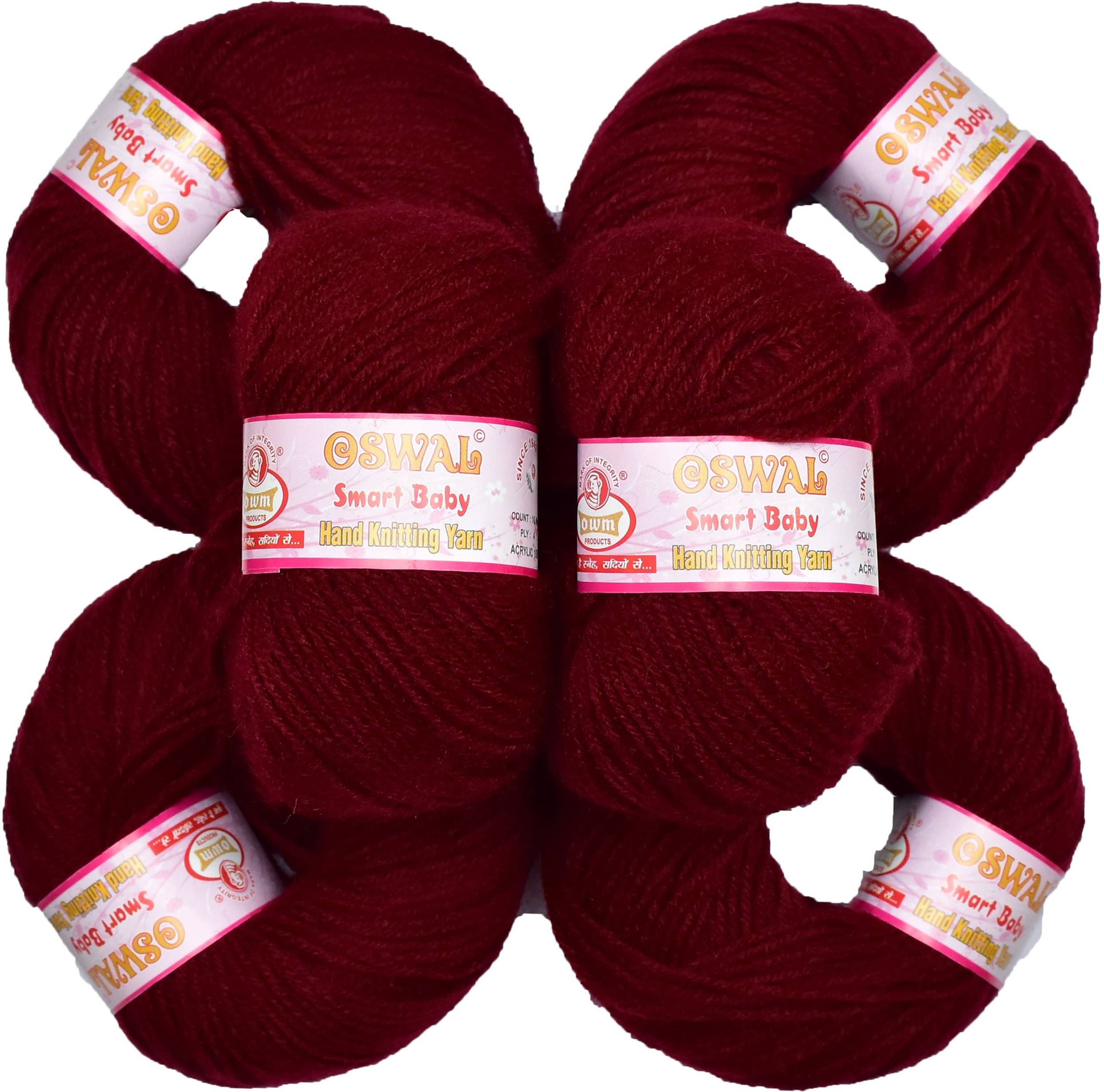     			Represents Oswal 100% Acrylic Wool Mehroon (6 pc) Baby Soft Yarn ART - GF