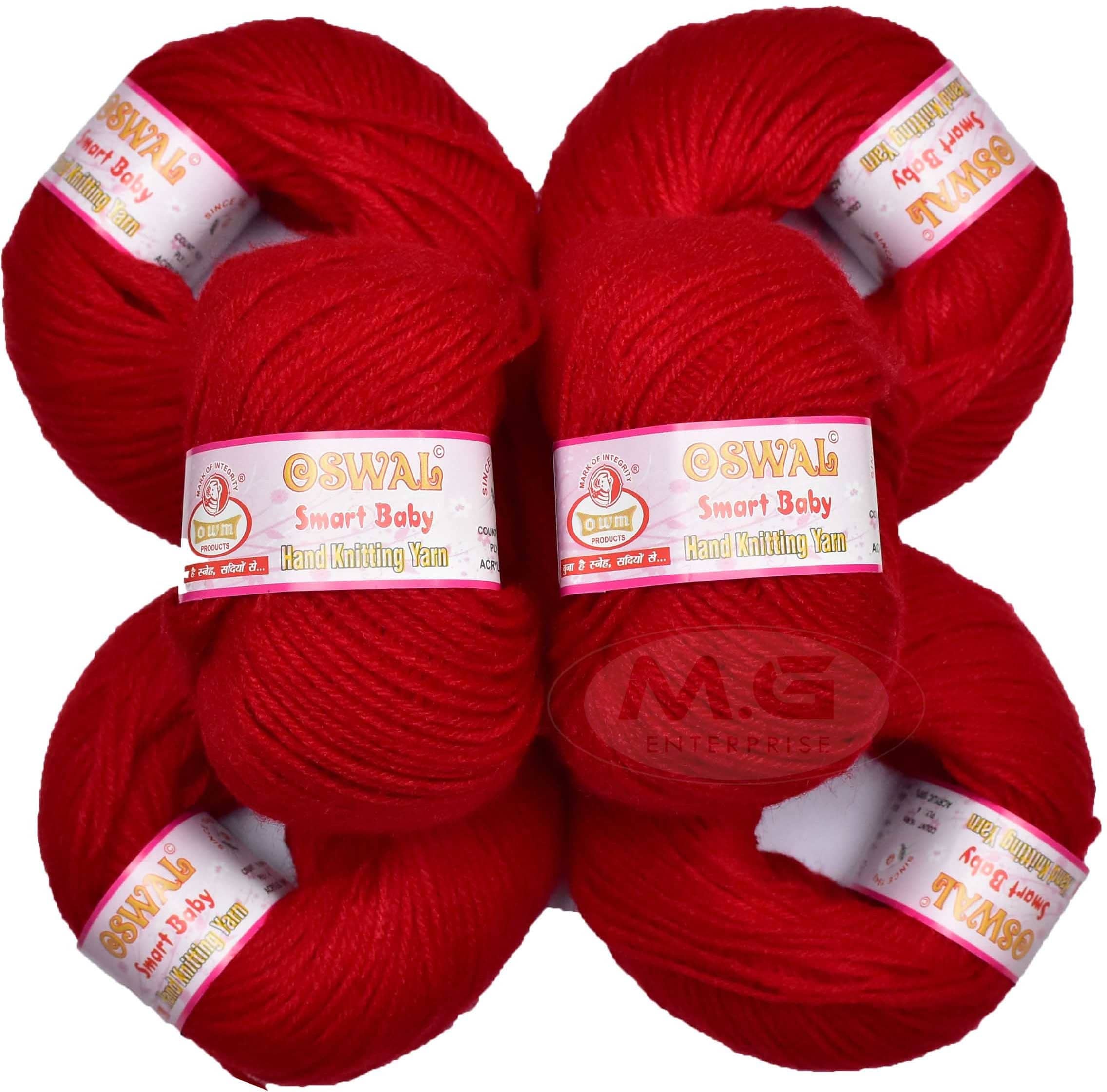 Represents Oswal 100% Acrylic Wool Red (6 pc) Baby Soft Yarn ART - EA