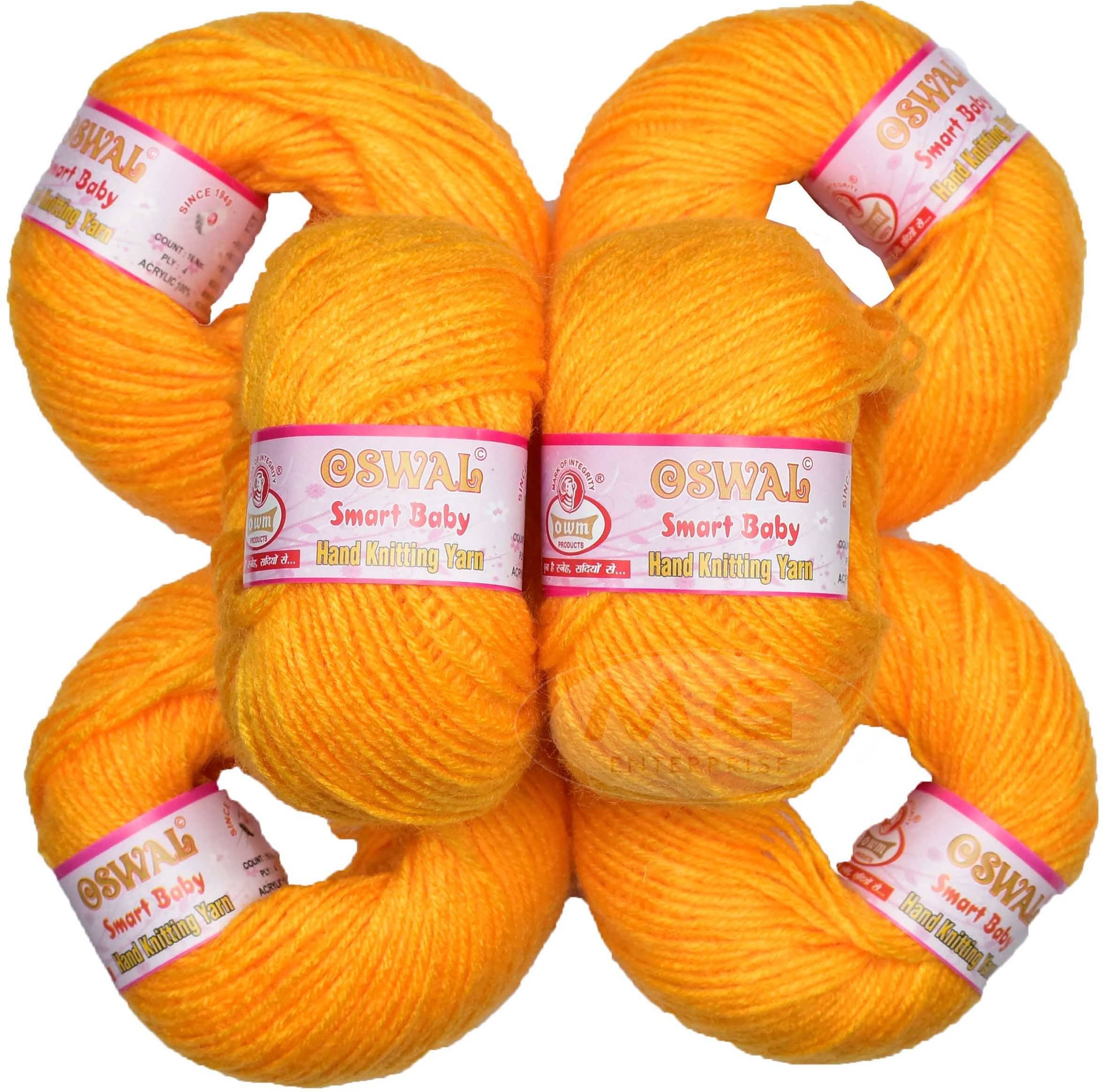     			Represents Oswal 100% Acrylic Wool Yellow (6 pc) Baby Soft Yarn ART - HF