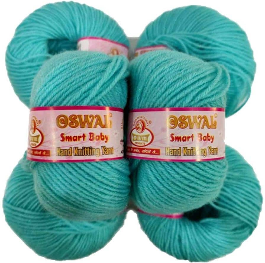 Smart Baby Wool Hand Knitting Soft Fingering Crochet Hook Colour 6pcs (150gms) 25gm Each Ball Sky Blue Shade no.21
