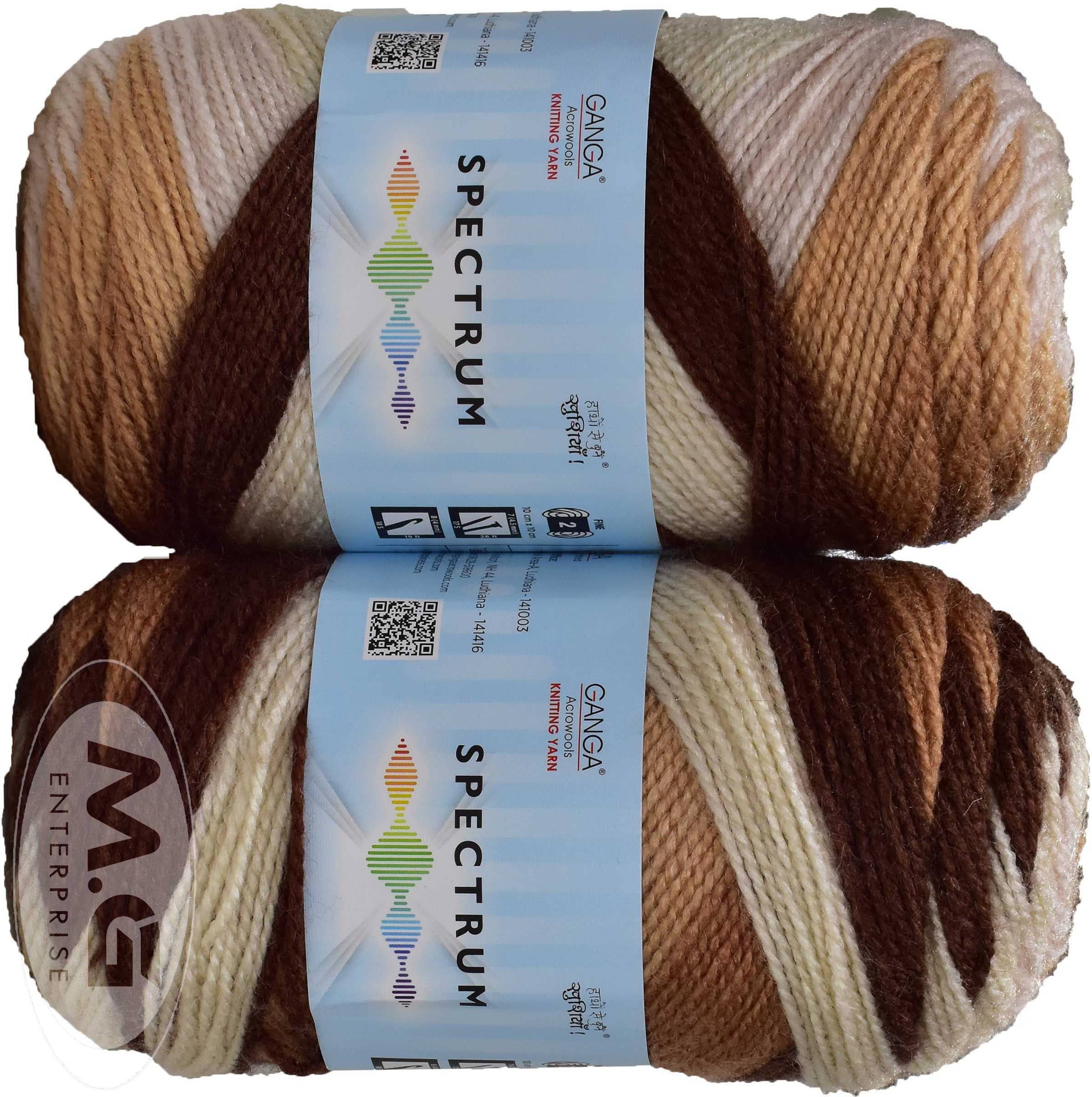 Spectrum Mustard Brown Mix (300 gm)  Wool Ball Hand knitting wool / Art Craft soft fingering crochet hook yarn, needle knitting , With Needle.- B CF