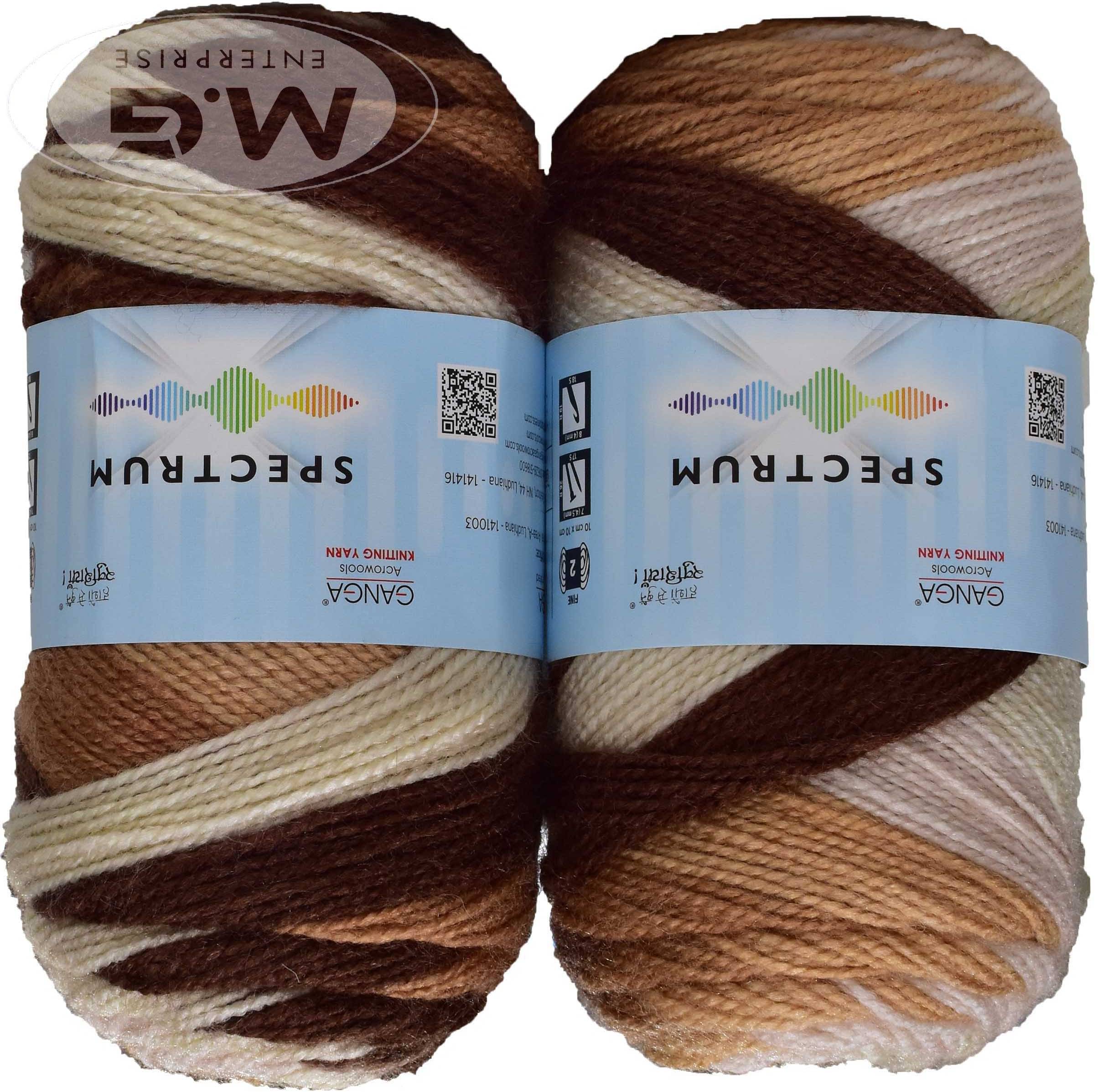     			Spectrum Mustard Brown Mix (400 gm) Wool Ball Hand knitting wool / Art Craft soft fingering crochet hook yarn, needle knitting , With Needle.-Q