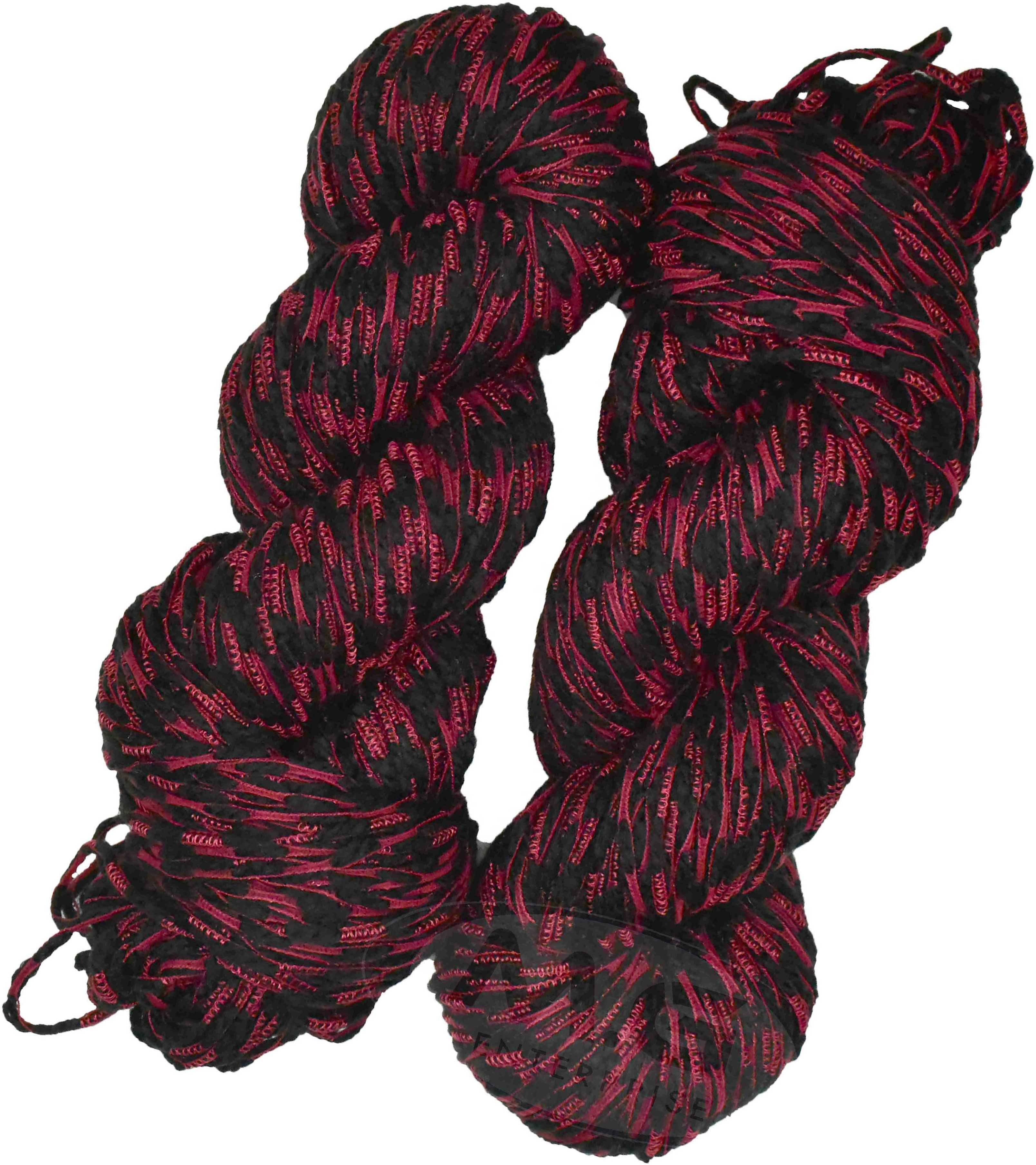     			VARDHMAN Fantasy  Black Red 300 gms Wool Hank Hand knitting wool -JB Art-ADBD