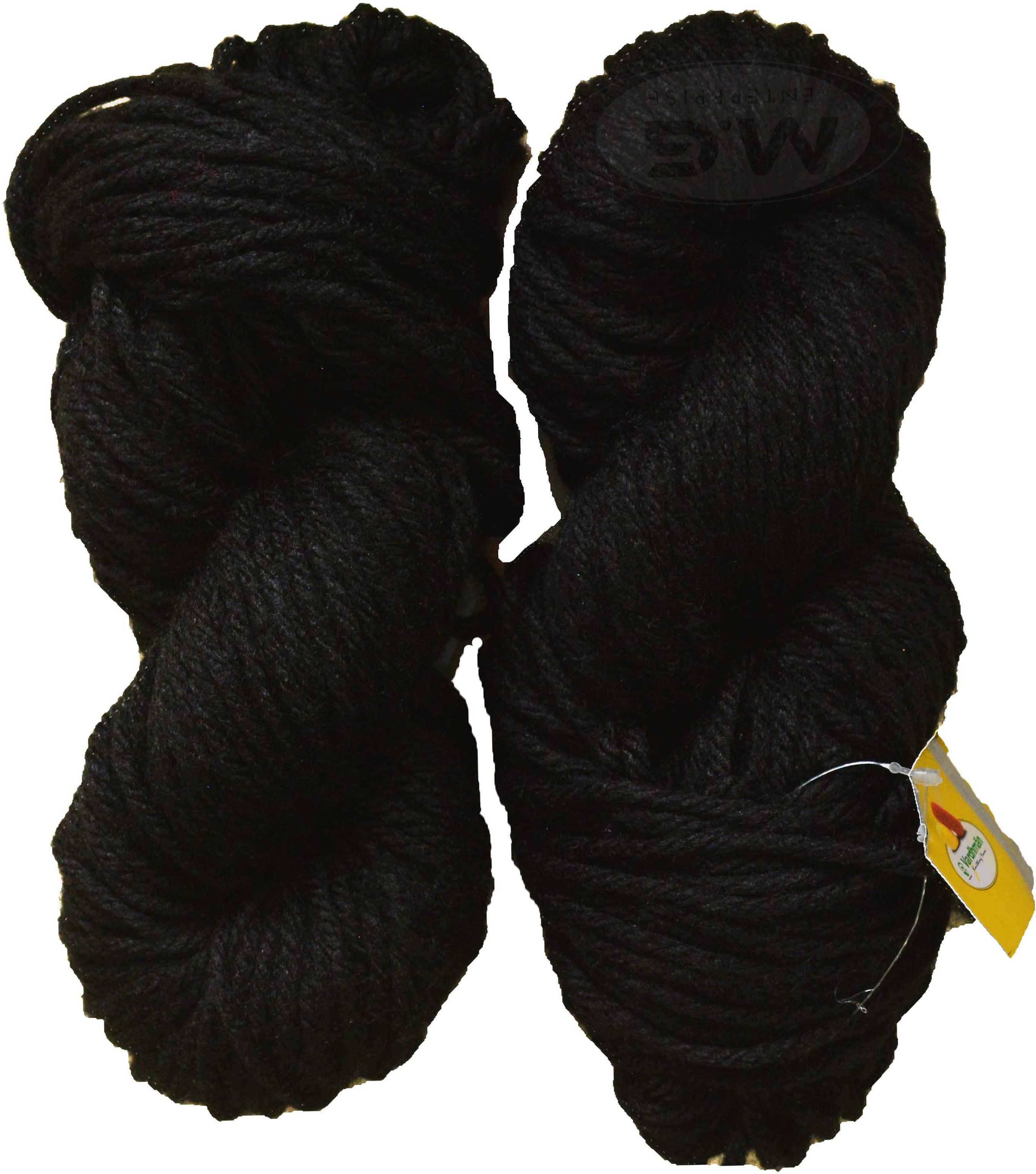     			Vardhman Knitting Yarn Thick Chunky Wool, Black 400 gm K_K ART- CJH