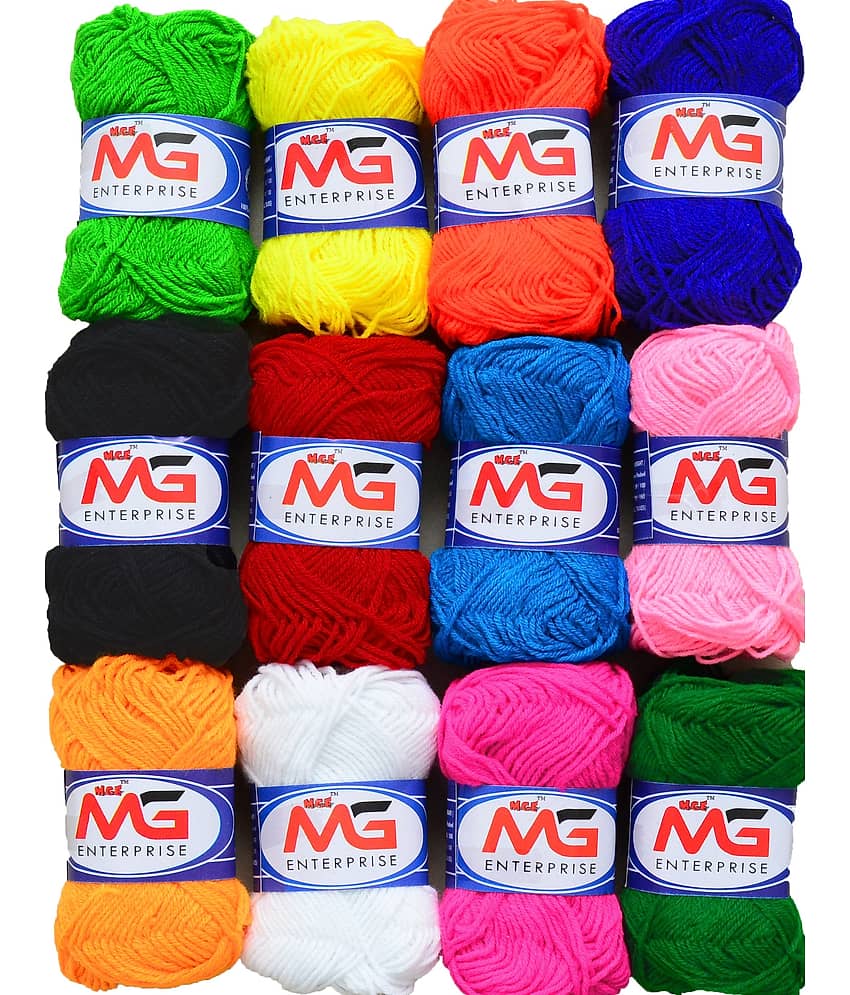 Wool Combo 1 (12 pc) M.G Wool Ball Hand Knitting Wool/Art Craft Fingering Crochet Hook Yarn, Needle Knitting Yarn Thread Dyed - Stationery | Buy online on ZillyBuy