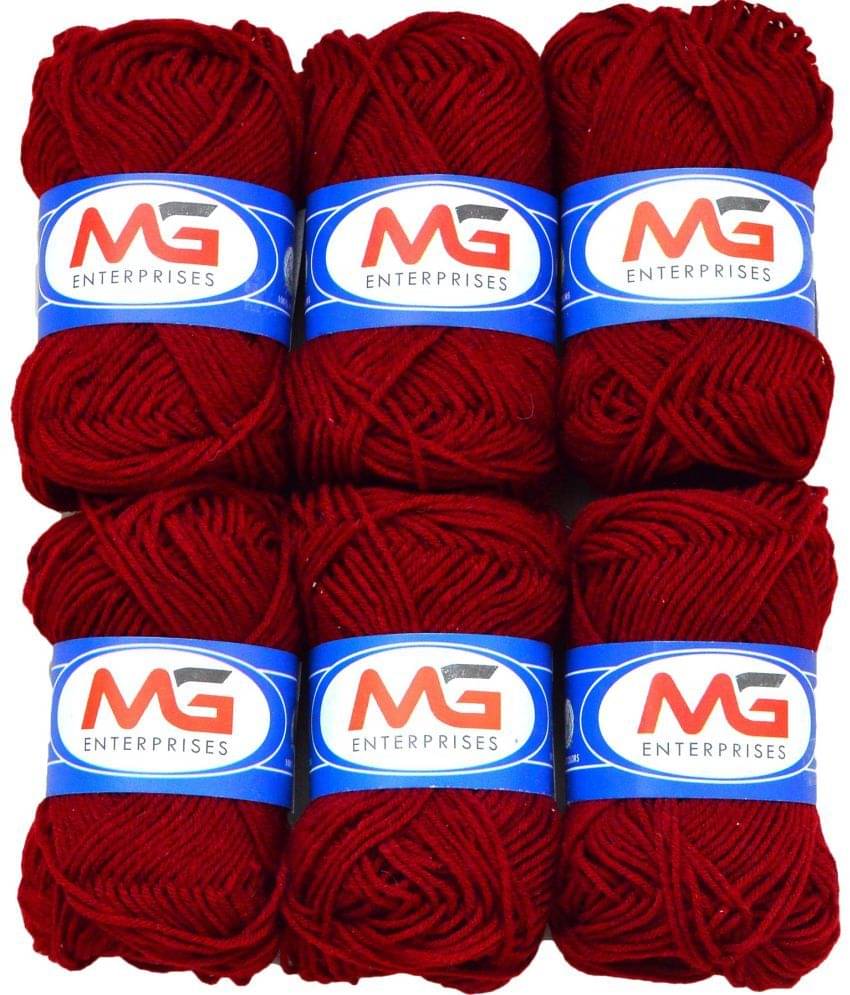     			Wool Mehroon (6 pc) M.G  Wool Ball Hand Knitting Wool/Art Craft  Fingering Crochet Hook Yarn, Needle Knitting Yarn Thread Dyed