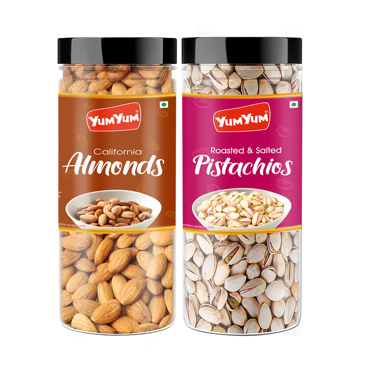 YUM YUM Premium California Almond (150g) and Pista (150g) 300g Dry Fruits Combo YUM YUM Premium California Almond (150g) and Pista (150g) 300g Dry Fruits Combo