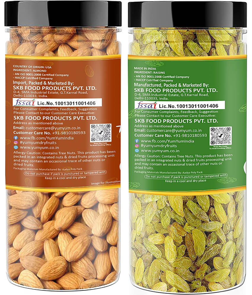 YUM YUM Premium Dry Fruits Combo Pack 300g- Almonds, Raisins (2 x 150 g)