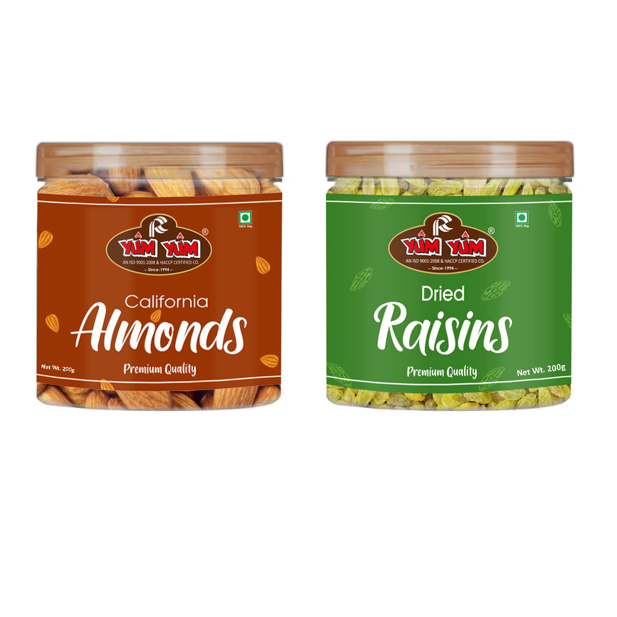 YUM YUM Premium Dry Fruits Combo Pack of 2x200g Each (400g)- Almonds, Raisins YUM YUM Premium Dry Fruits Combo Pack of 2x200g Each (400g)- Almonds, Raisins